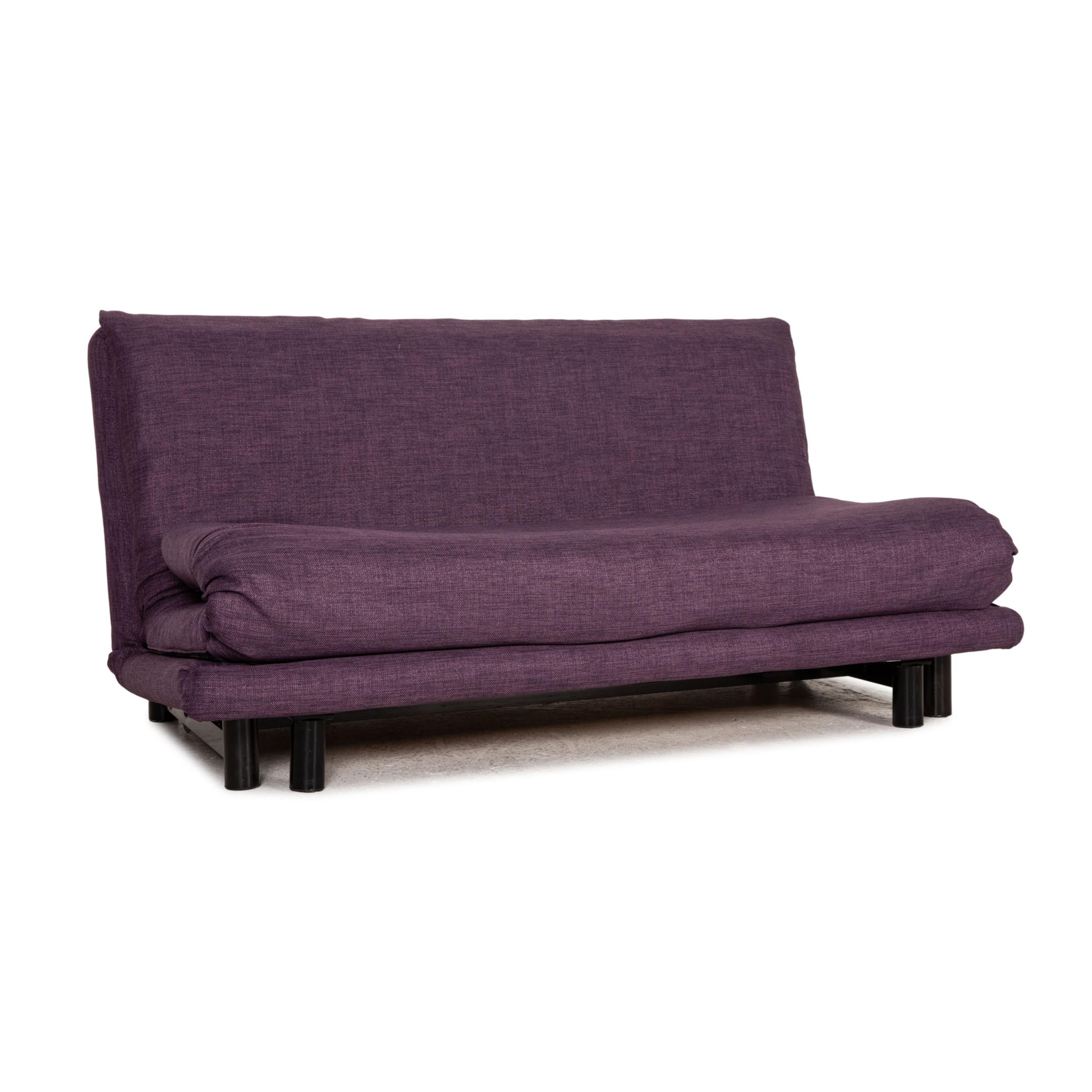Contemporary Ligne Roset Multy Fabric Sofa Purple Three-Seater Couch Function Sleeping For Sale