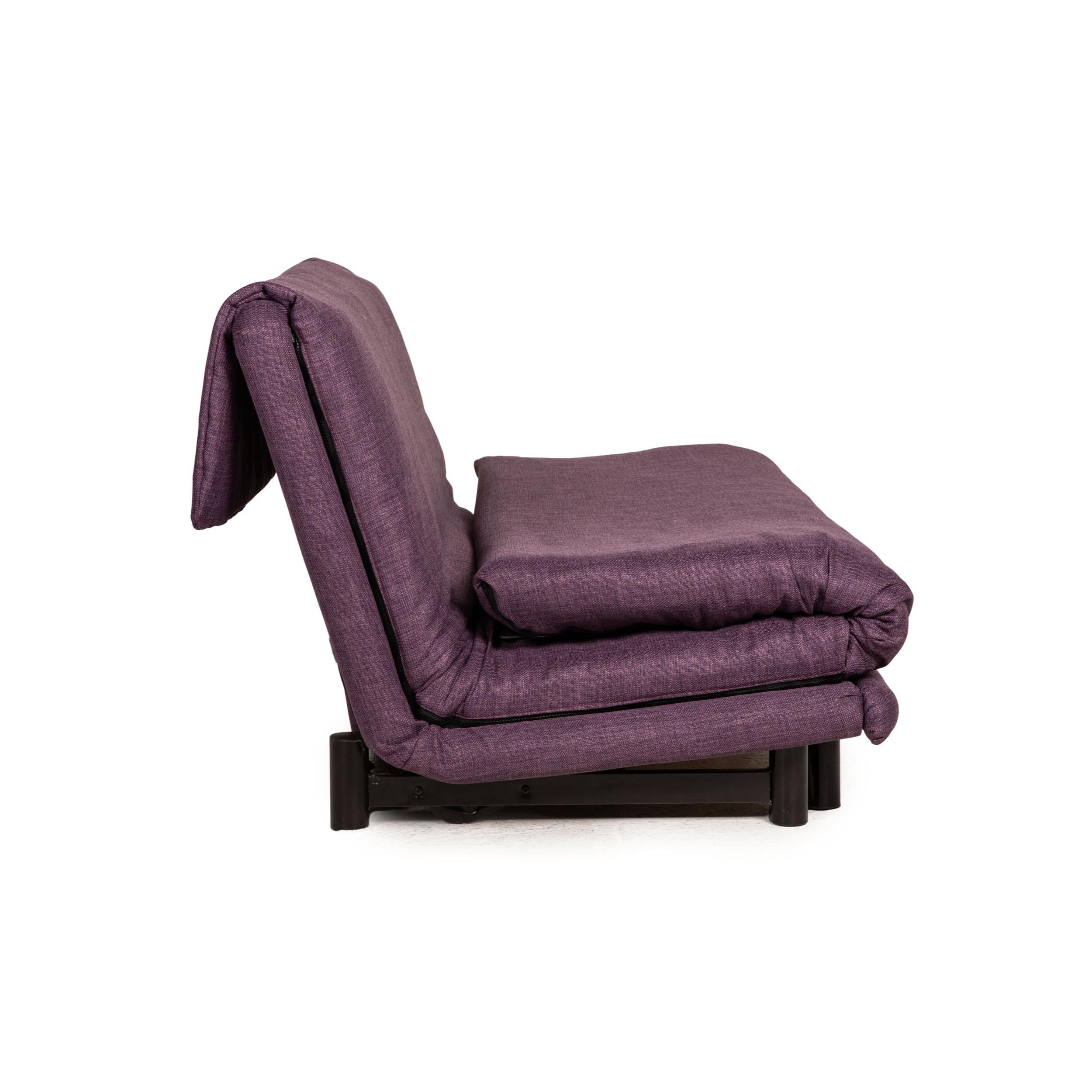 Ligne Roset Multy Fabric Sofa Purple Three-Seater Couch Function Sleeping For Sale 1
