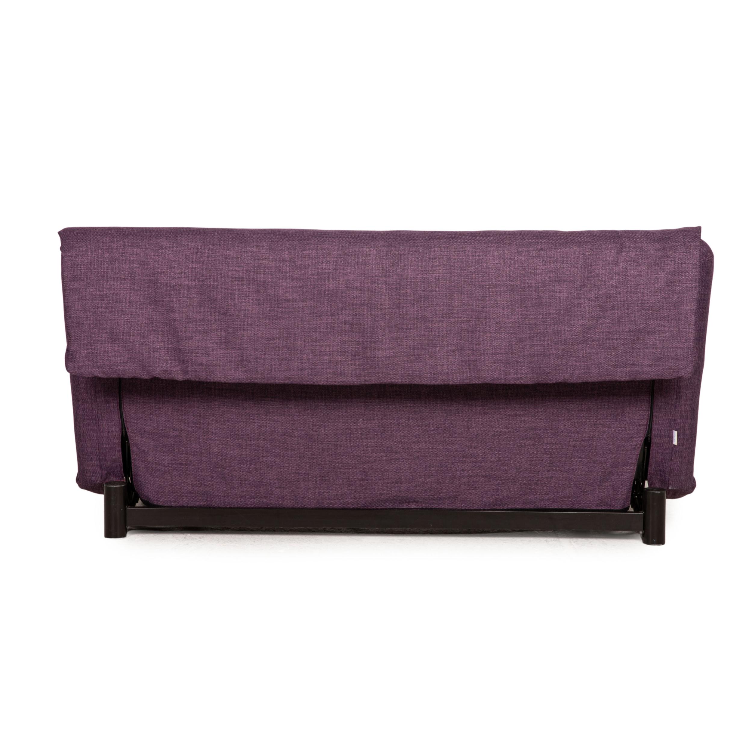 Ligne Roset Multy Fabric Sofa Purple Three-Seater Couch Function Sleeping For Sale 2