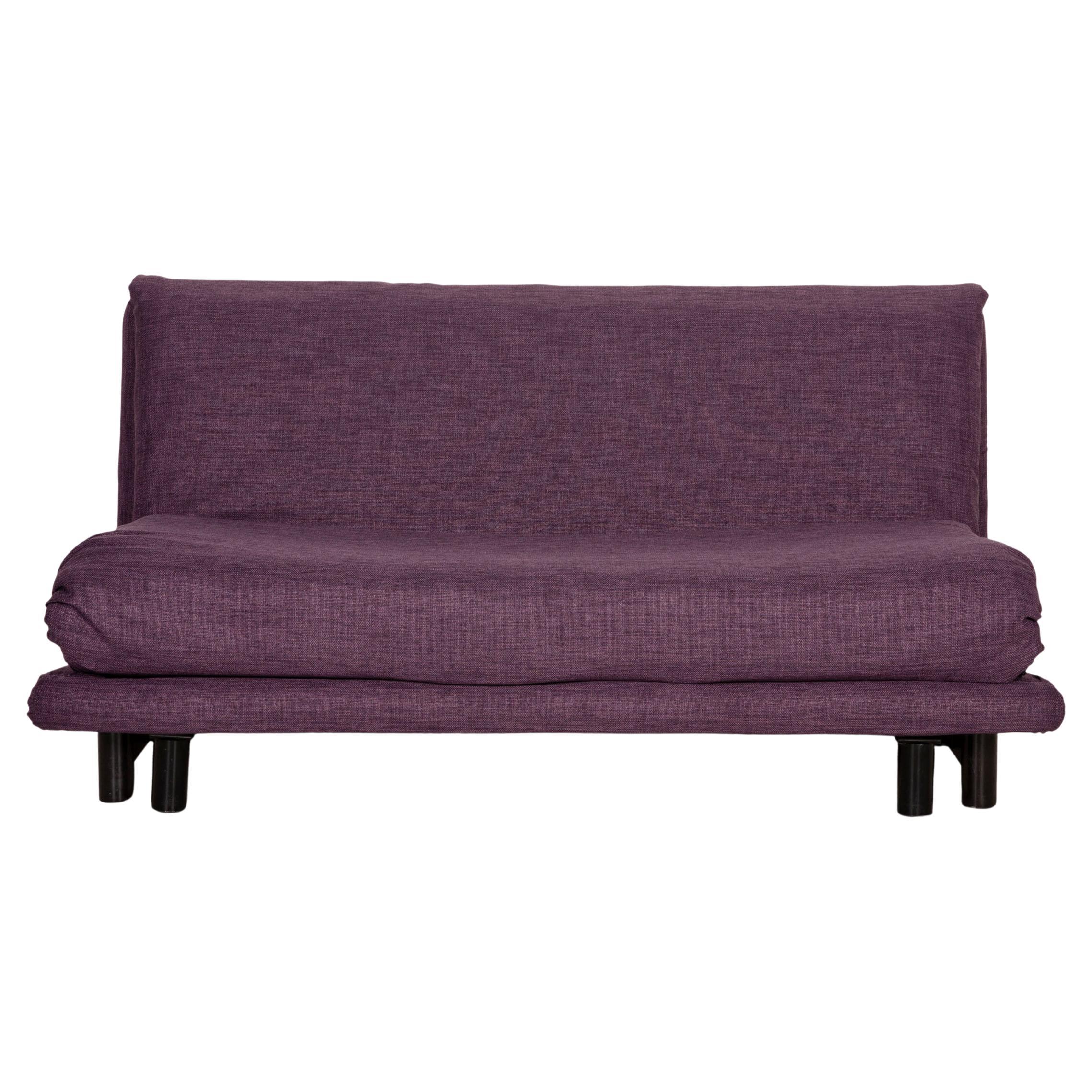 Ligne Roset Multy Fabric Sofa Purple Three-Seater Couch Function Sleeping For Sale