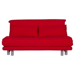 Ligne Roset Multy Fabric Sofa Red Two-Seat Sleeping Function