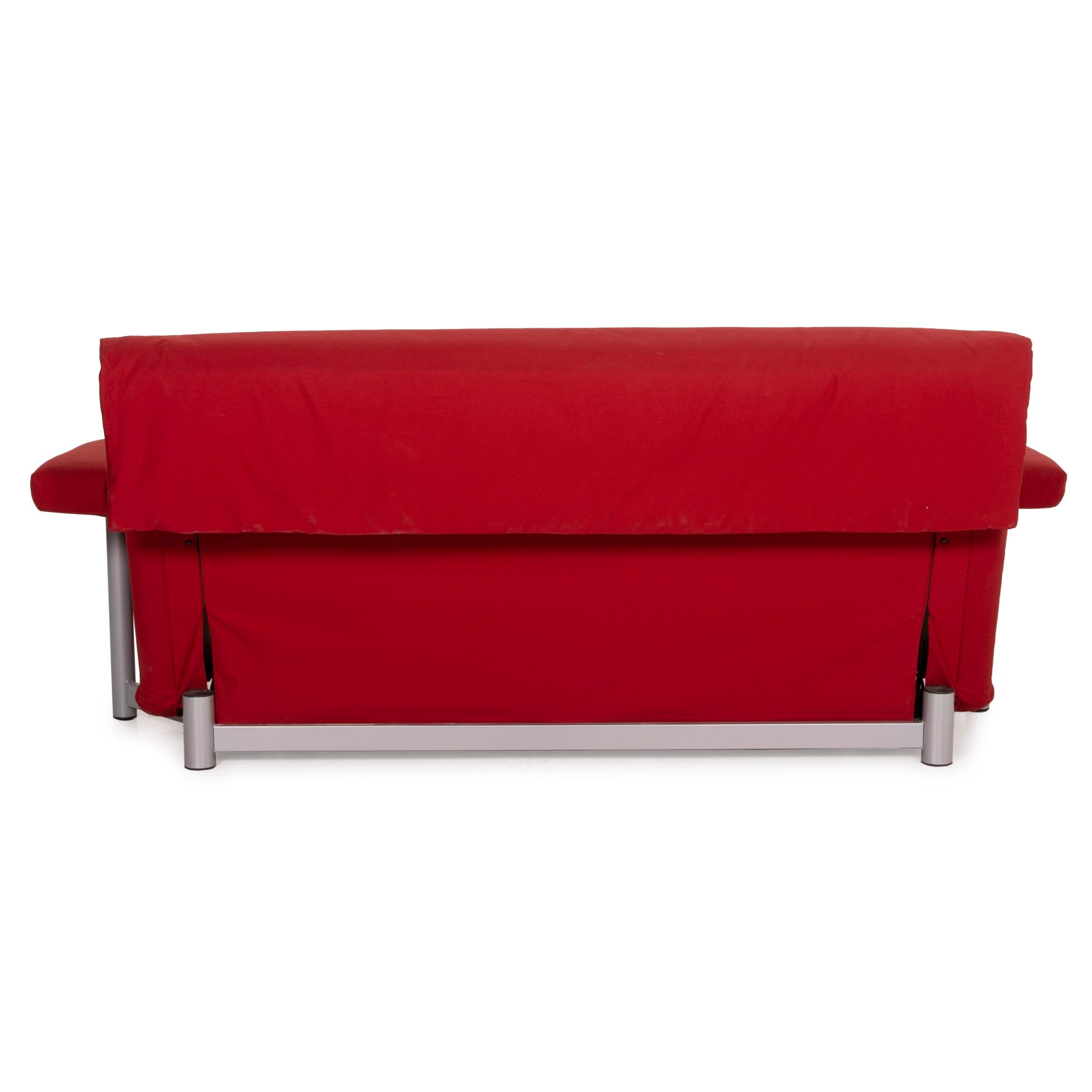 Ligne Roset Multy Fabric Sofa Red Two-Seater Sleeping Function Sofa Bed 1