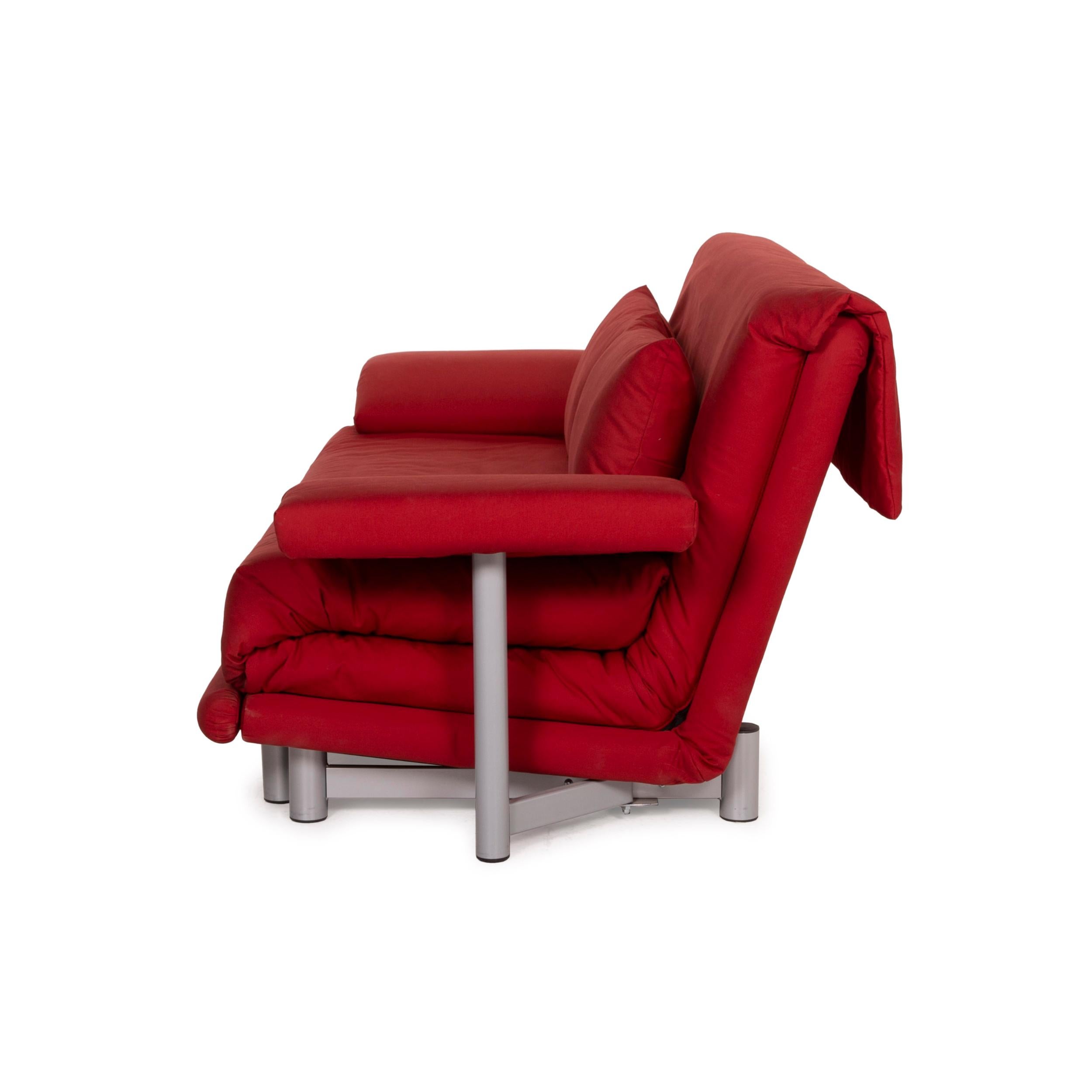 Ligne Roset Multy Fabric Sofa Red Two-Seater Sleeping Function Sofa Bed 2
