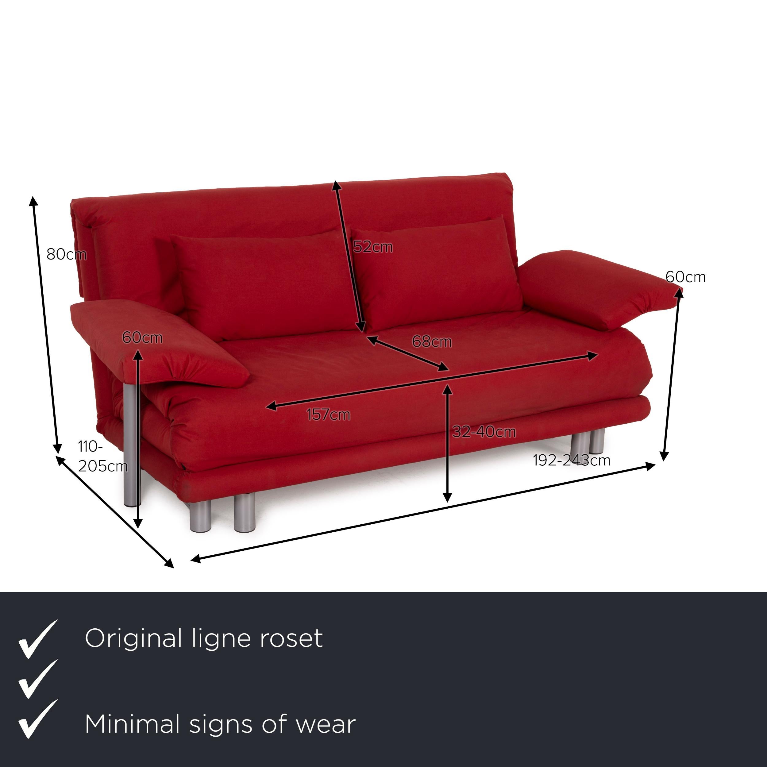 We present to you a Ligne Roset Multy fabric sofa red two-seater sleeping function sofa bed.


 Product measurements in centimeters:
 

Depth: 110
Width: 192
Height: 80
Seat height: 40
Rest height: 60
Seat depth: 68
Seat width: 157
Back