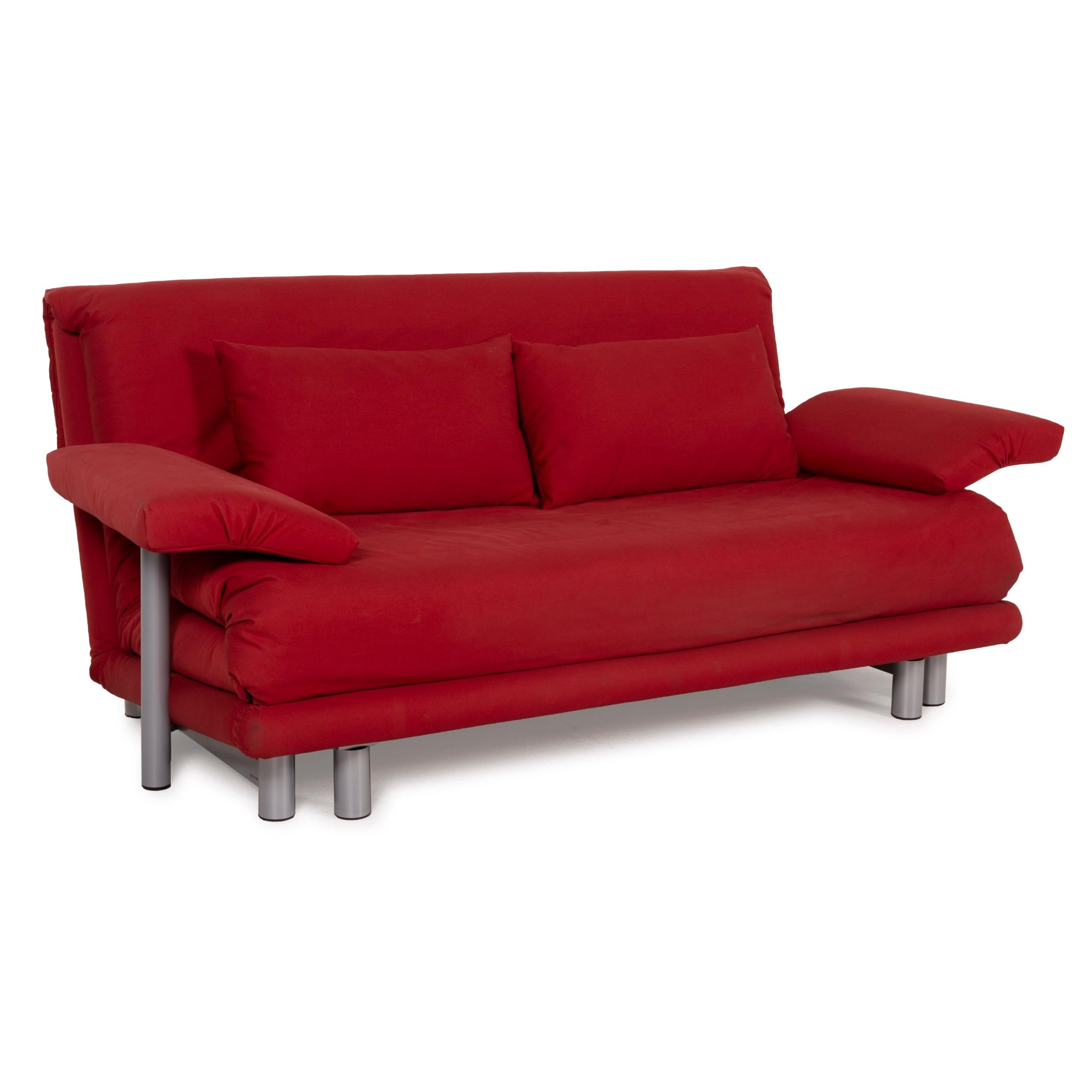 Ligne Roset Multy Fabric Sofa Red Two-Seater Sleeping Function Sofa Bed In Good Condition In Cologne, DE