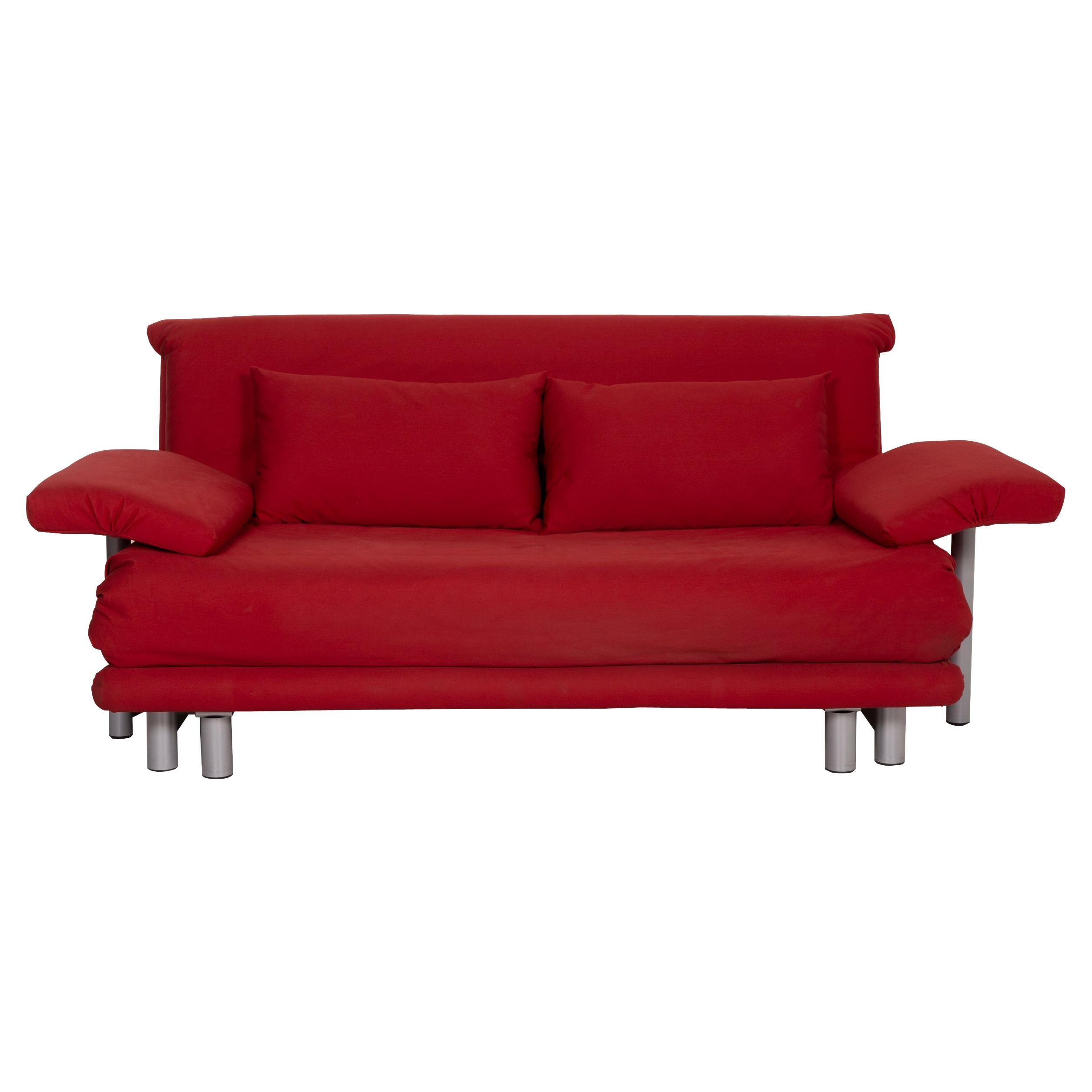 Ligne Roset Multy Fabric Sofa Red Two-Seater Sleeping Function Sofa Bed