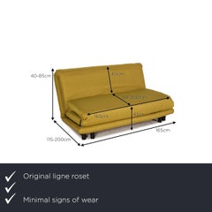 Ligne Roset Multy Fabric Sofa Yellow Three-Seater Couch Function Sleeping