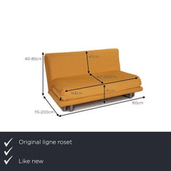 Ligne Roset Multy Fabric Sofa Yellow Three-Seater Couch Function Sleeping