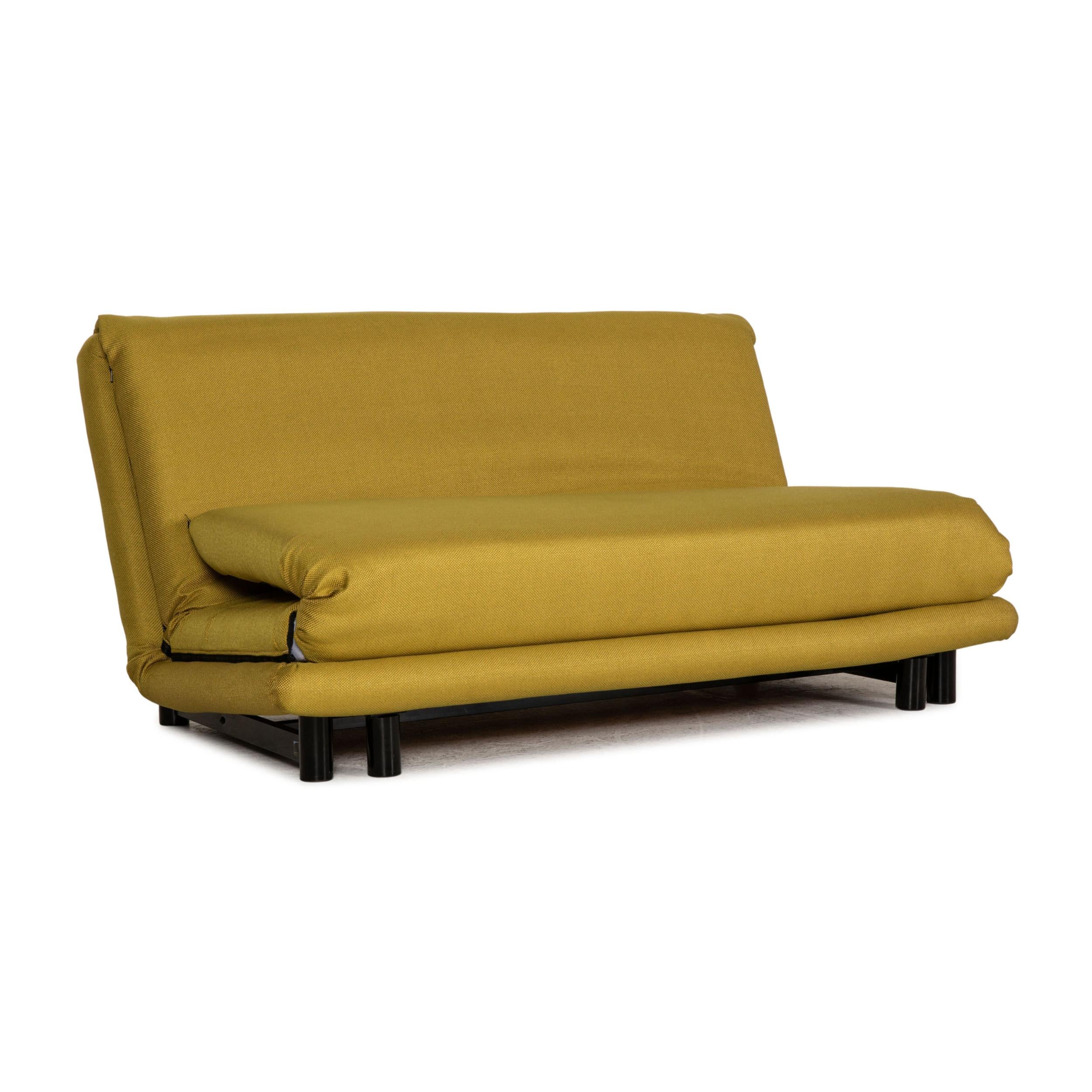 Contemporary Ligne Roset Multy Fabric Sofa Yellow Three-Seater Couch Function Sleeping For Sale