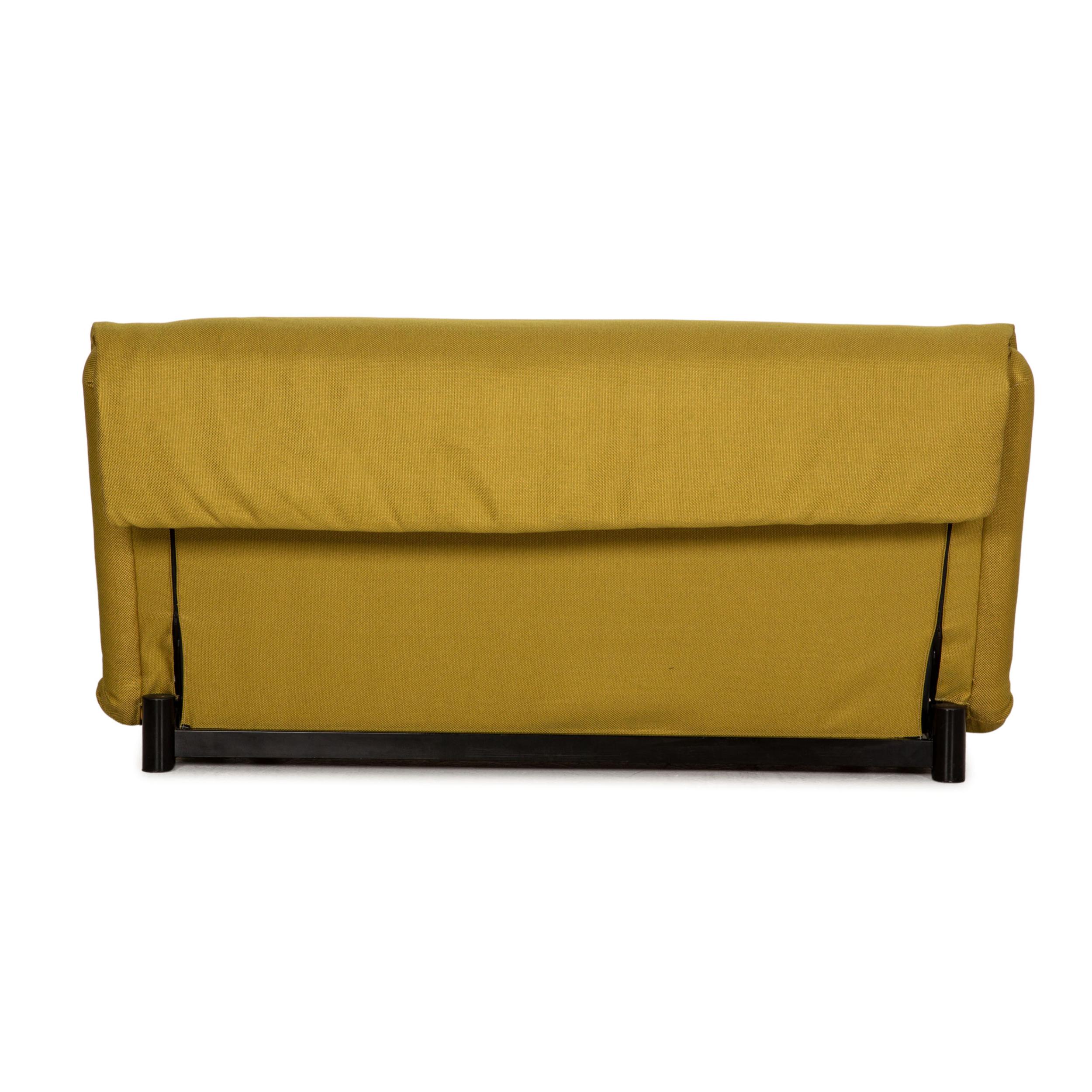 Ligne Roset Multy Fabric Sofa Yellow Three-Seater Couch Function Sleeping For Sale 2