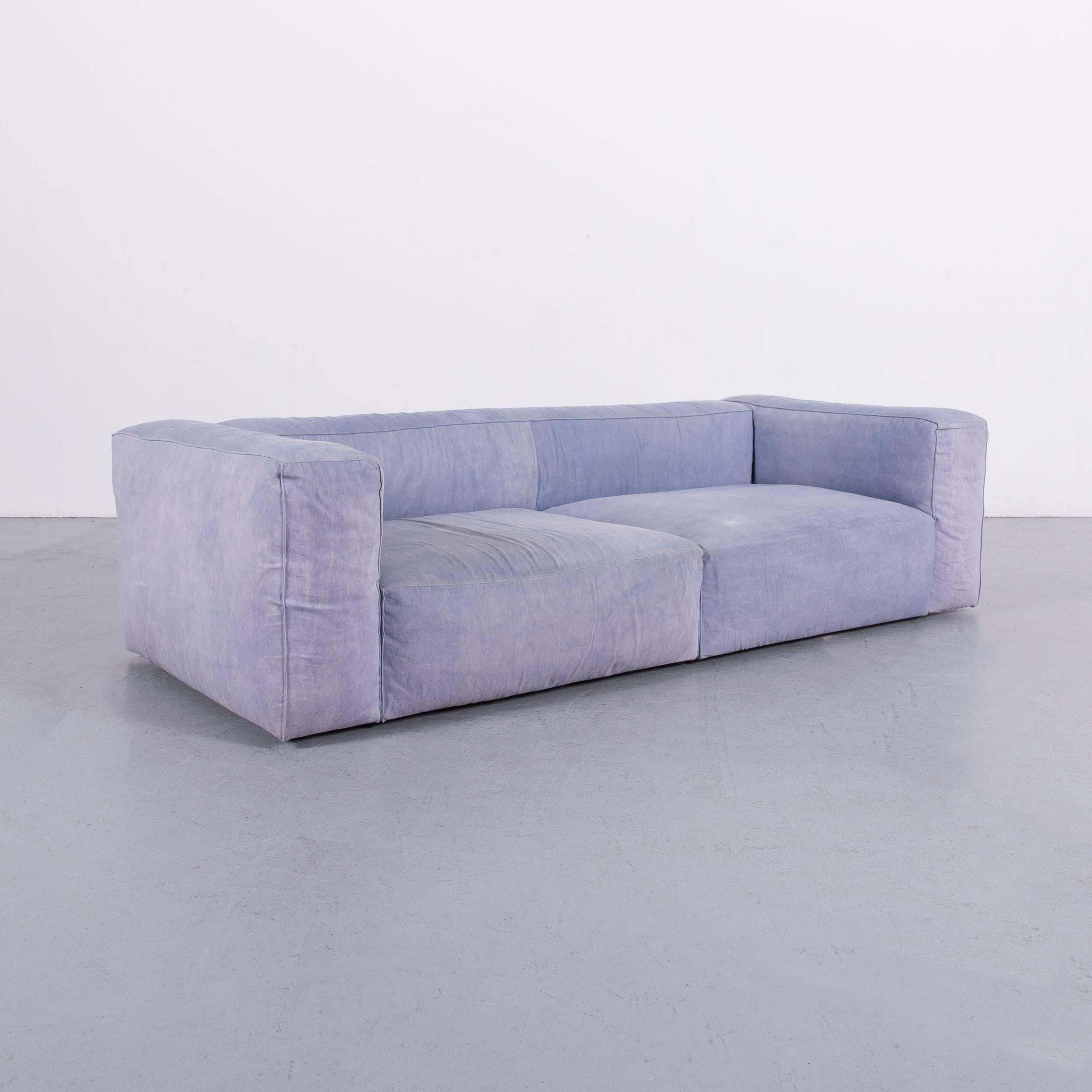Ligne Roset Nils Designer Fabric Sofa Stonewash Blue In Good Condition In Cologne, DE