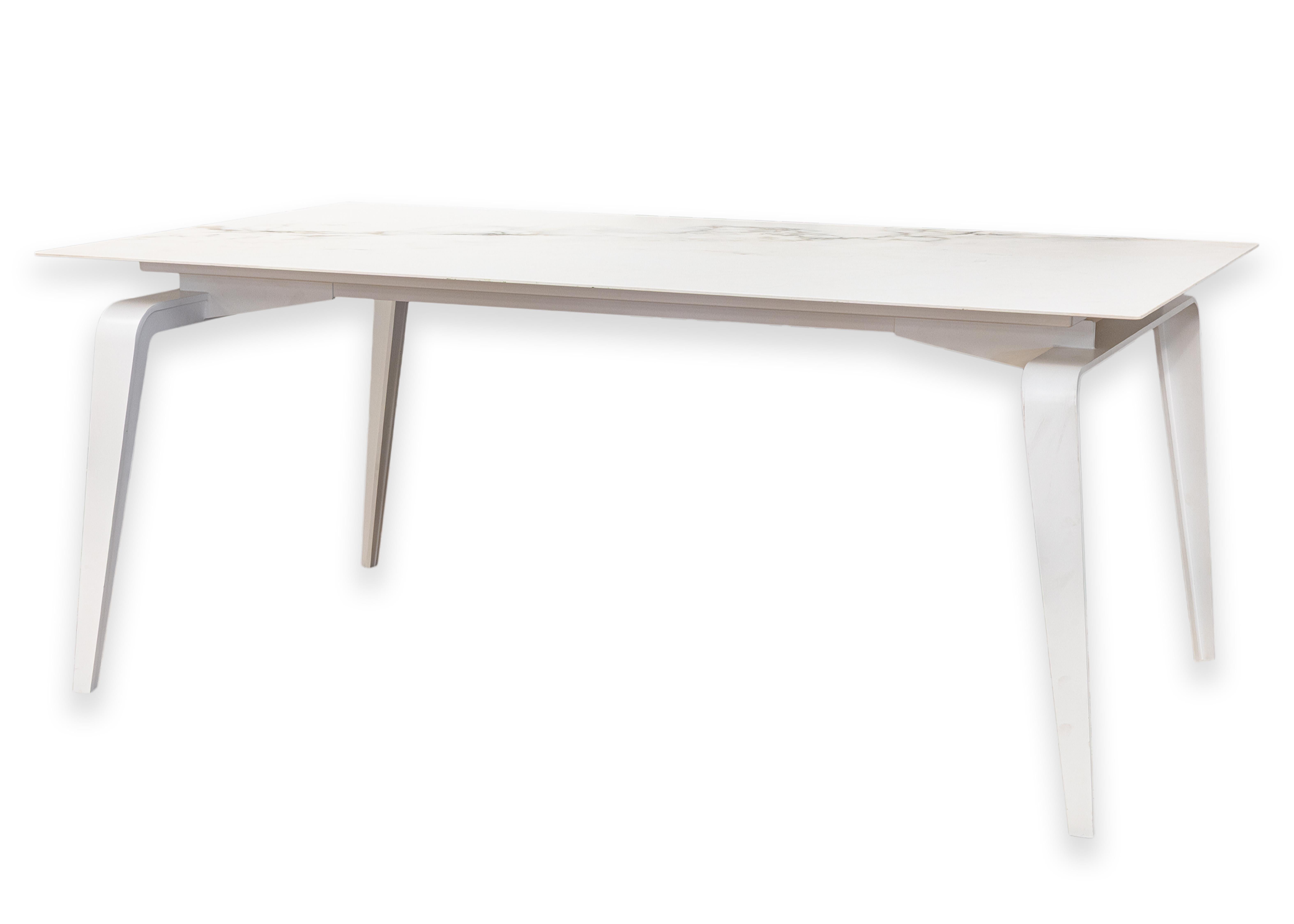 Metal Ligne Roset Odessa by Mauro Lipparini White Stoneware and Lacquered Dining Table For Sale