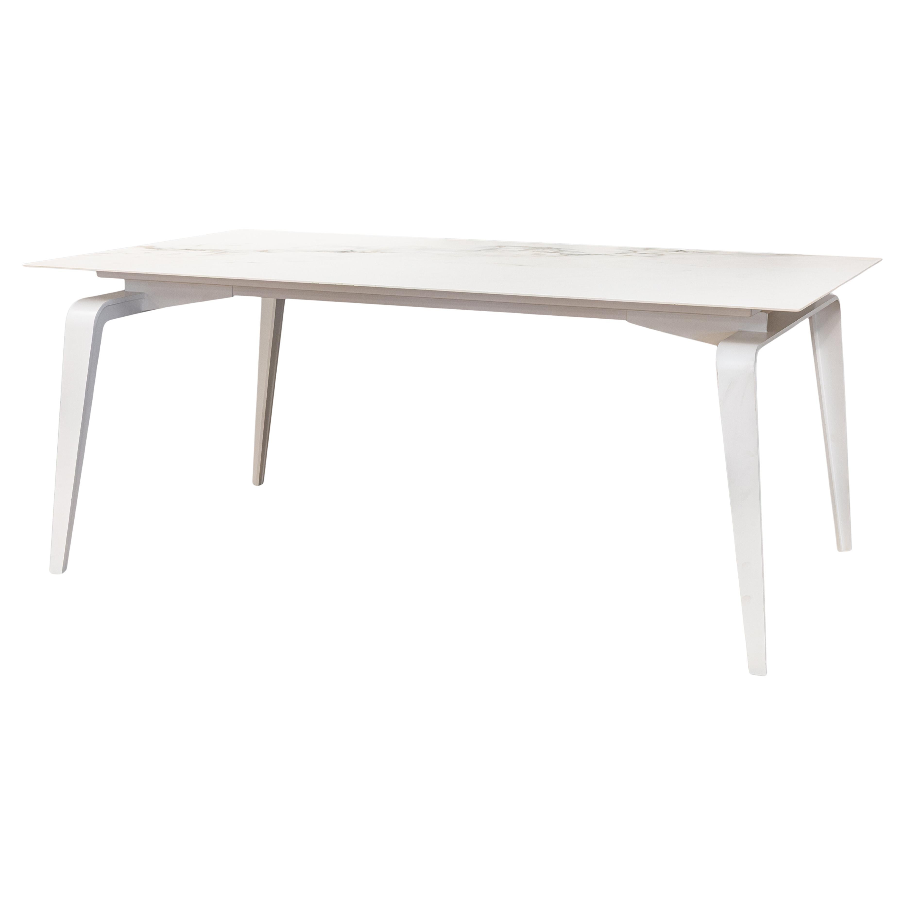 Ligne Roset Odessa by Mauro Lipparini White Stoneware and Lacquered Dining Table For Sale