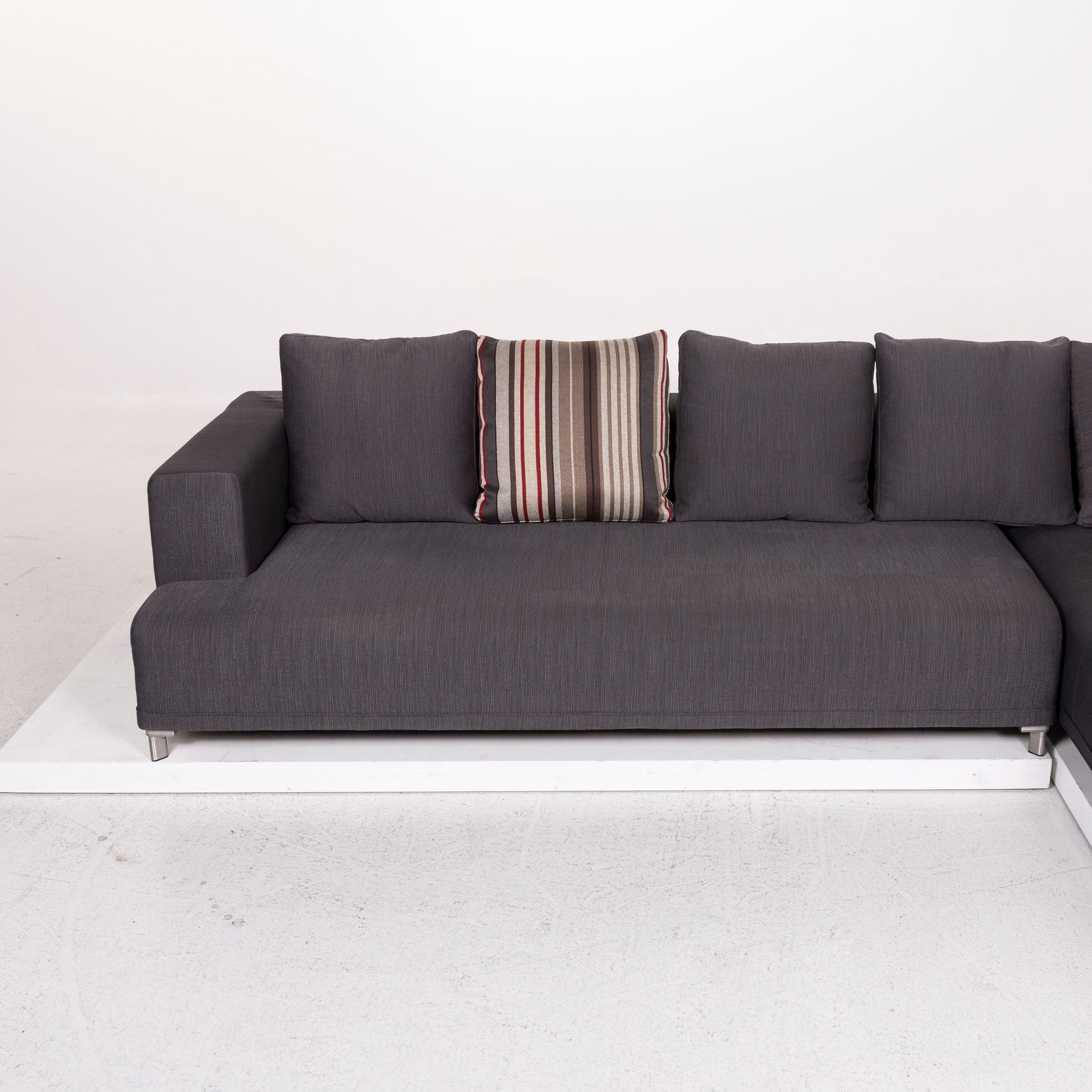 Contemporary Ligne Roset Opium Fabric Corner Sofa Anthracite Gray Sofa Couch