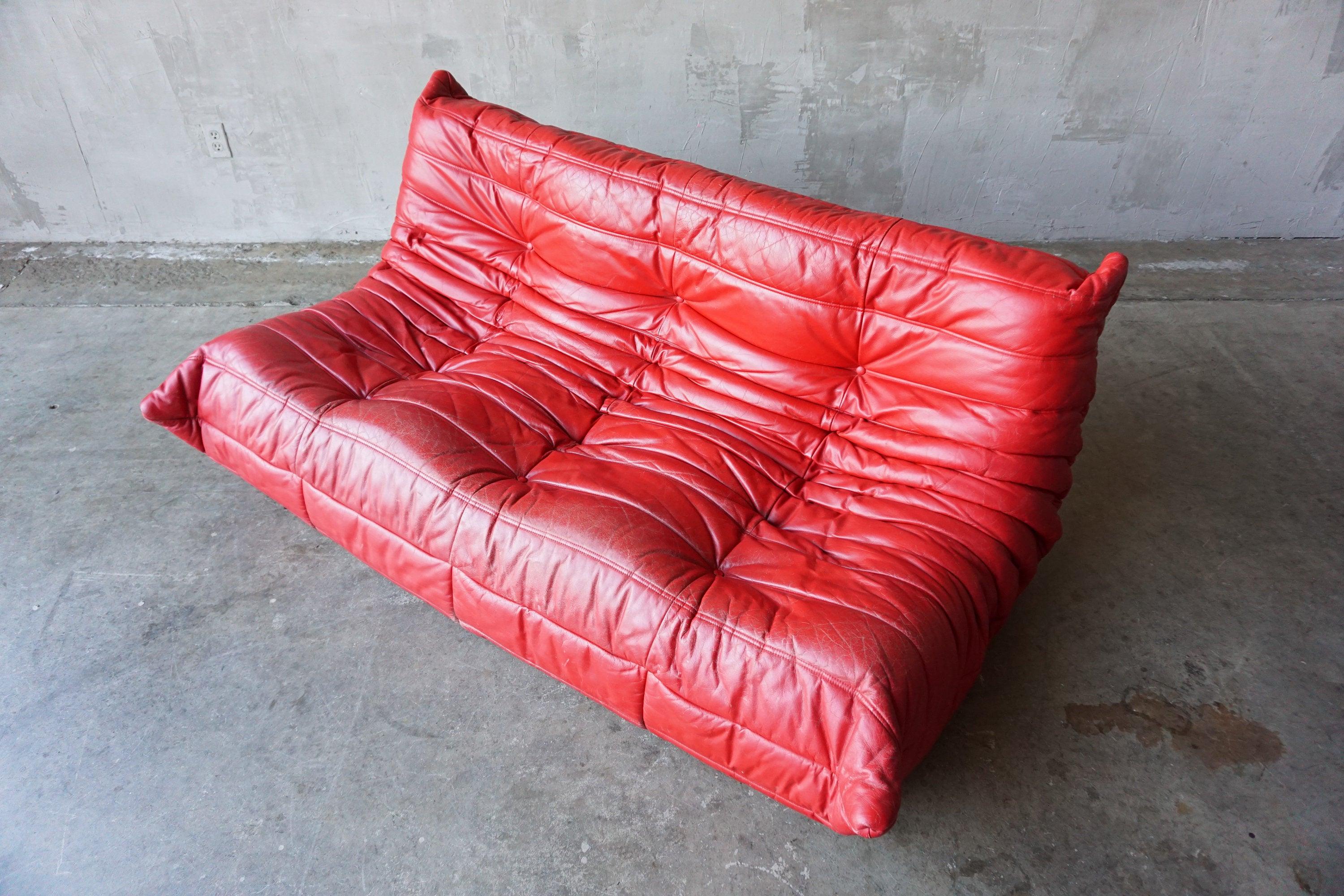 Late 20th Century Ligne Roset Original Leather 'Togo' Sofa