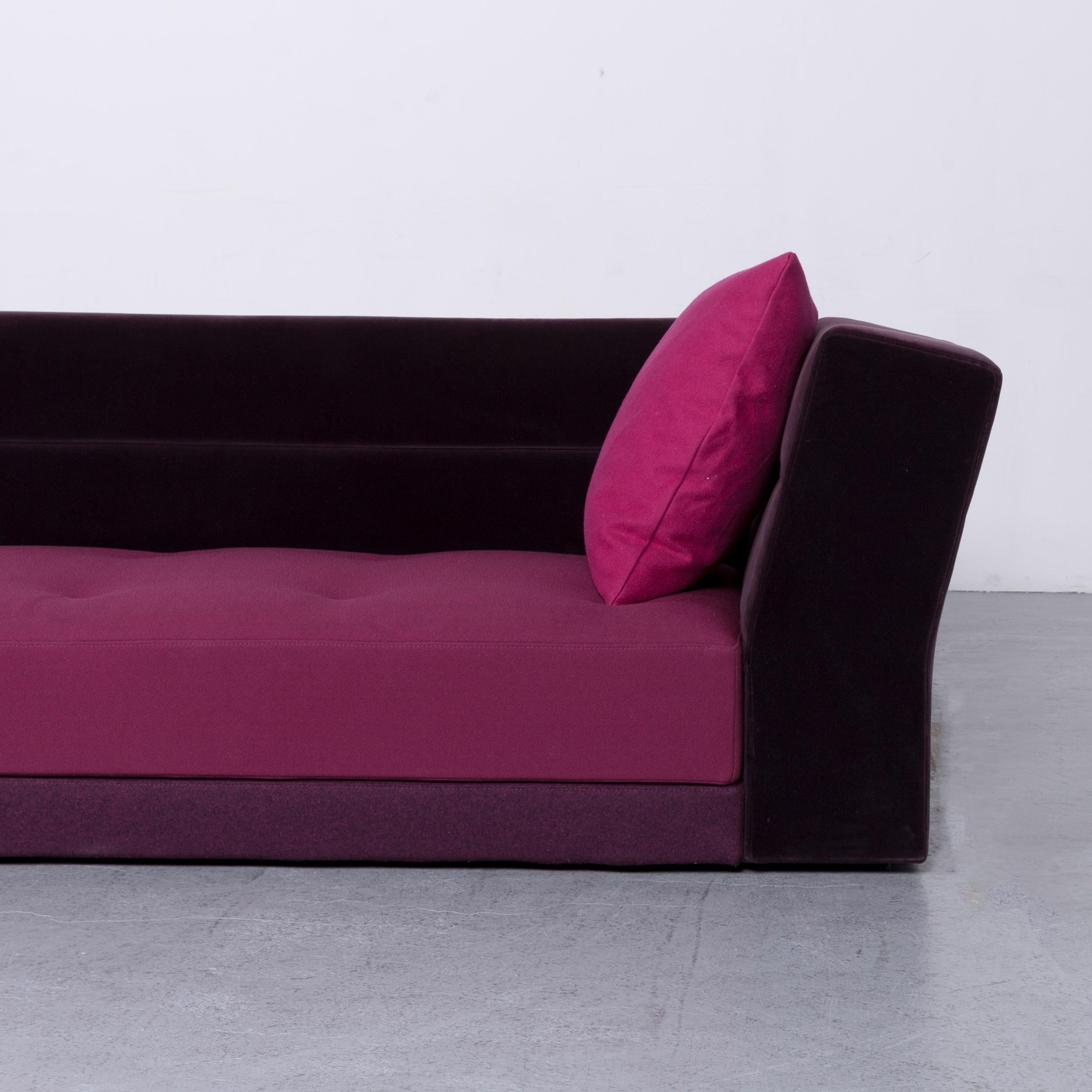 French Ligne Roset Patchwork Designer Fabric Corner Sofa Purple Couch For Sale
