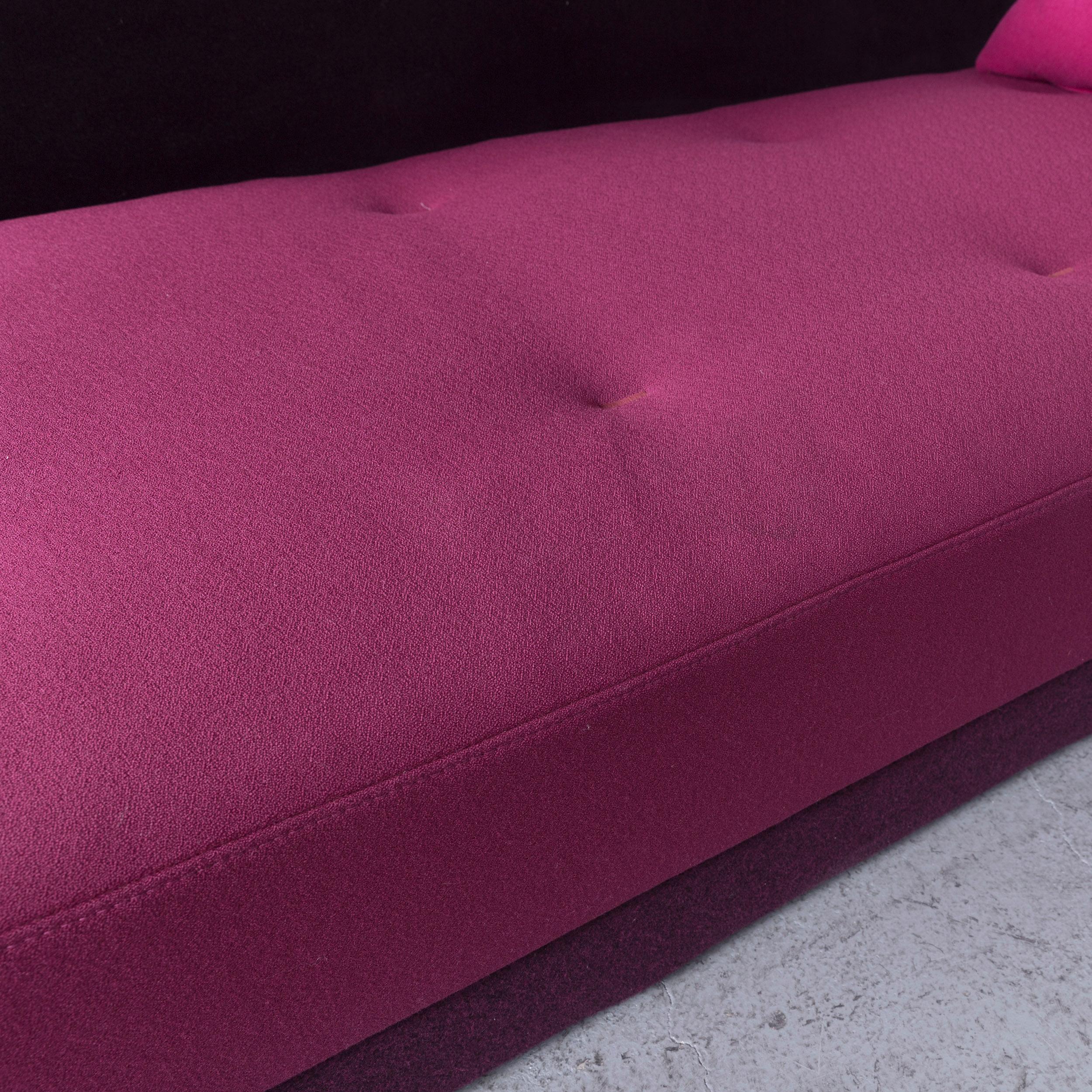 Contemporary Ligne Roset Patchwork Designer Fabric Corner Sofa Purple Couch For Sale