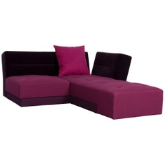 Ligne Roset Patchwork Designer Fabric Corner Sofa Purple Couch