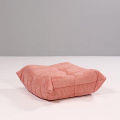Ligne Roset Pink Togo Armchair and Footstool by Michel Ducaroy, Set of Two