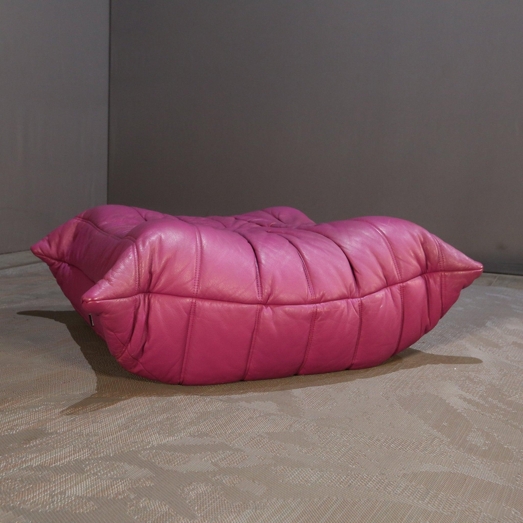 French Ligne Roset Pink Togo Ottoman by Michel Ducaroy