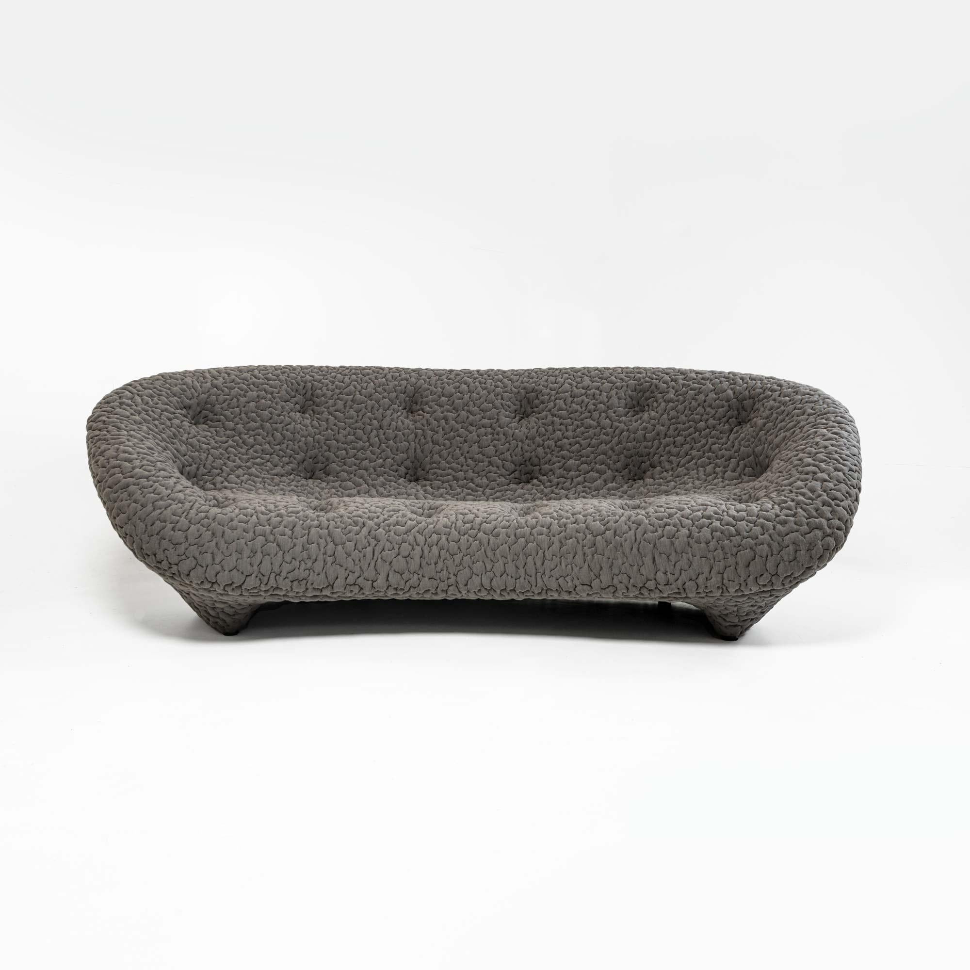 French Ligne Roset Ploum 3 Seater High Back Sofa in Moby/FR rock fabric For Sale