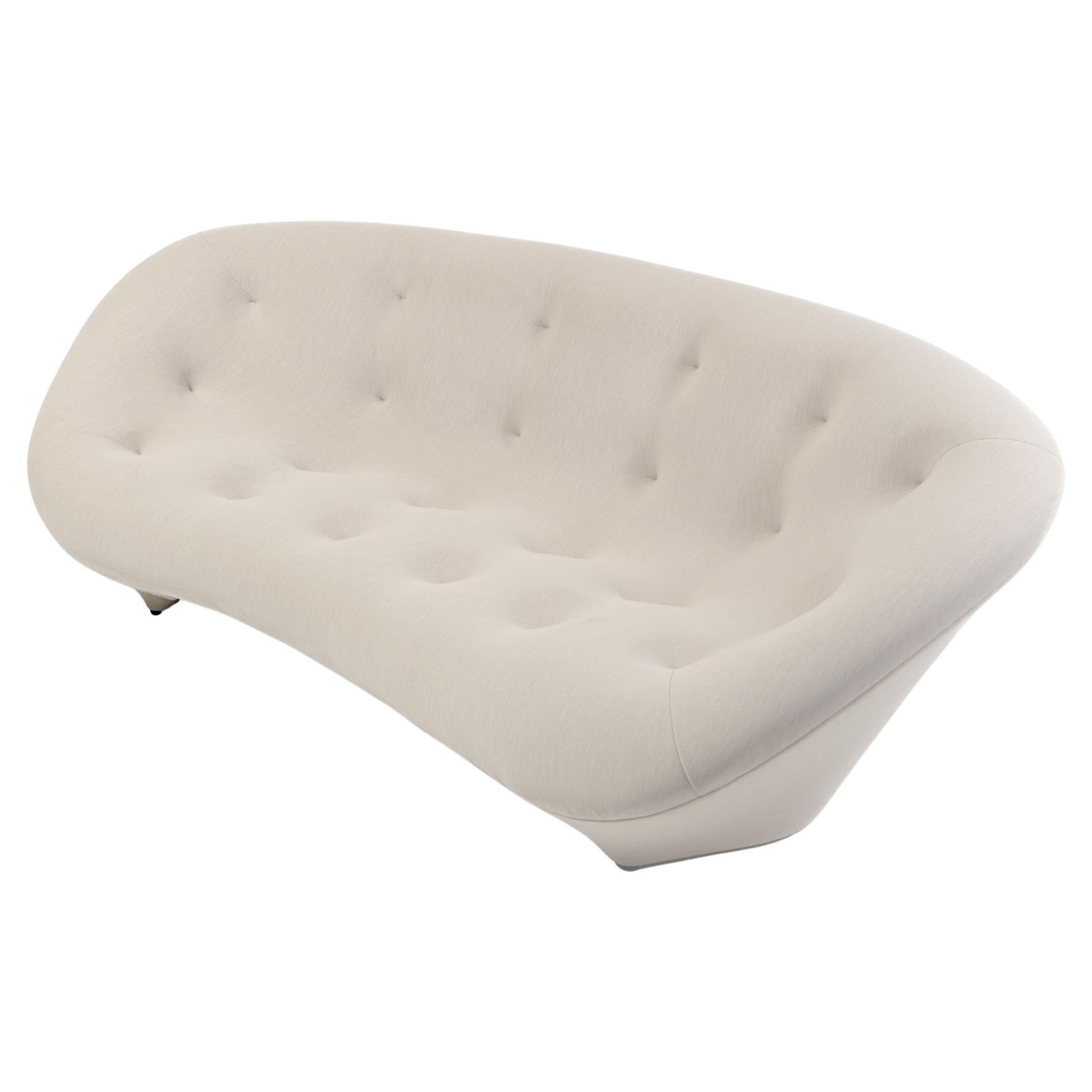 Ligne Roset Ploum 3 Seater High Back Sofa in Off-White/Cream Wool Fabric For Sale