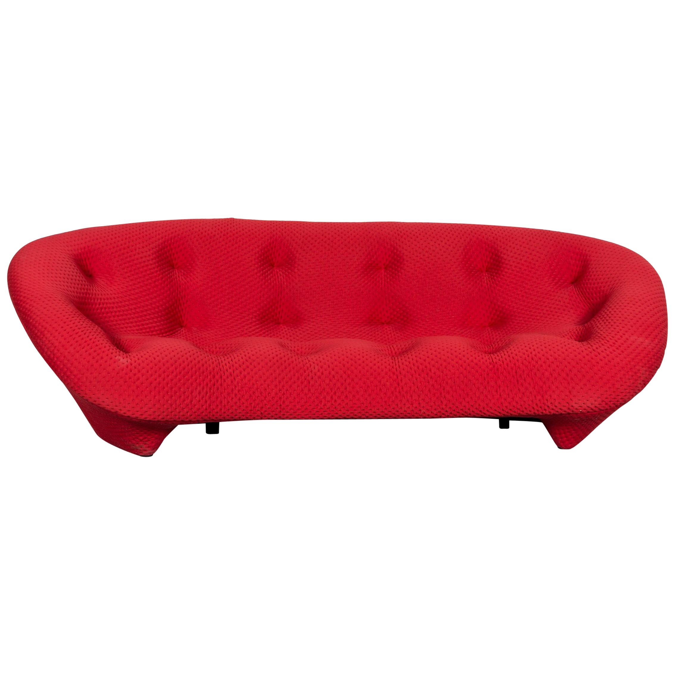 Ligne Roset Ploum Designer Fabric Sofa Red by Erwan & Ronan Bouroullec For Sale