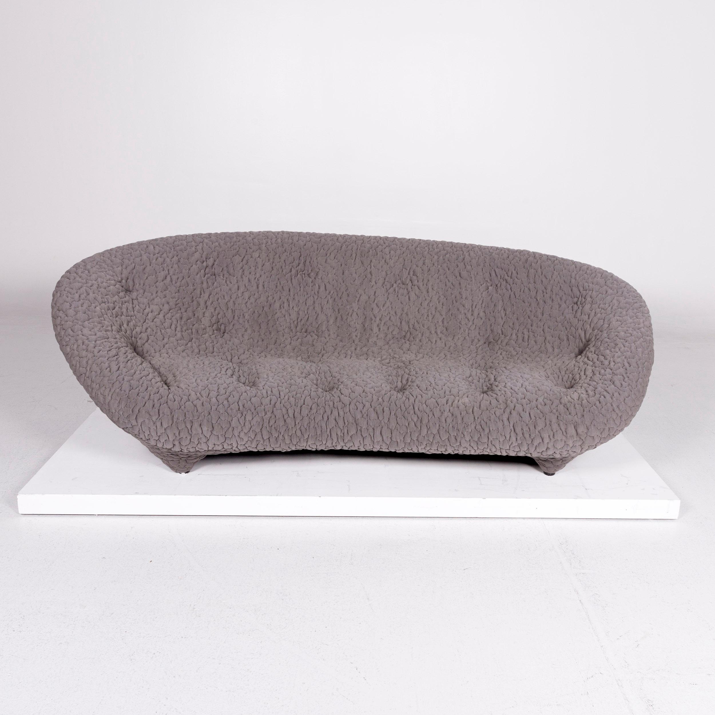 Ligne Roset Ploum Fabric Sofa Gray Three-Seat Erwan & Ronan Bouroullec Couch In Excellent Condition In Cologne, DE
