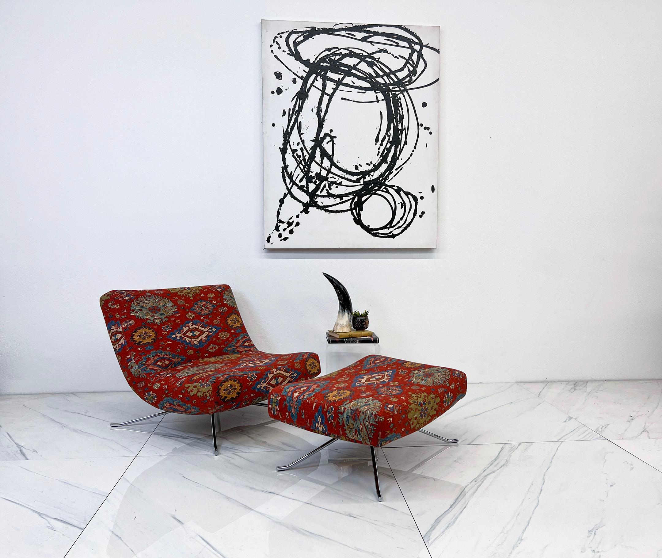 Let’s talk about a chair that understands the assignment. Designed by Christian Werner for Ligne Roset in 2001, this Pop Chair & Ottoman duo is where high design meets unapologetic coziness. Think of it as the lovechild of B&B Italia sophistication