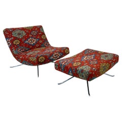 Ligne Roset Silla Pop y Otomana en Tela Vintage Ralph Lauren Ibiza