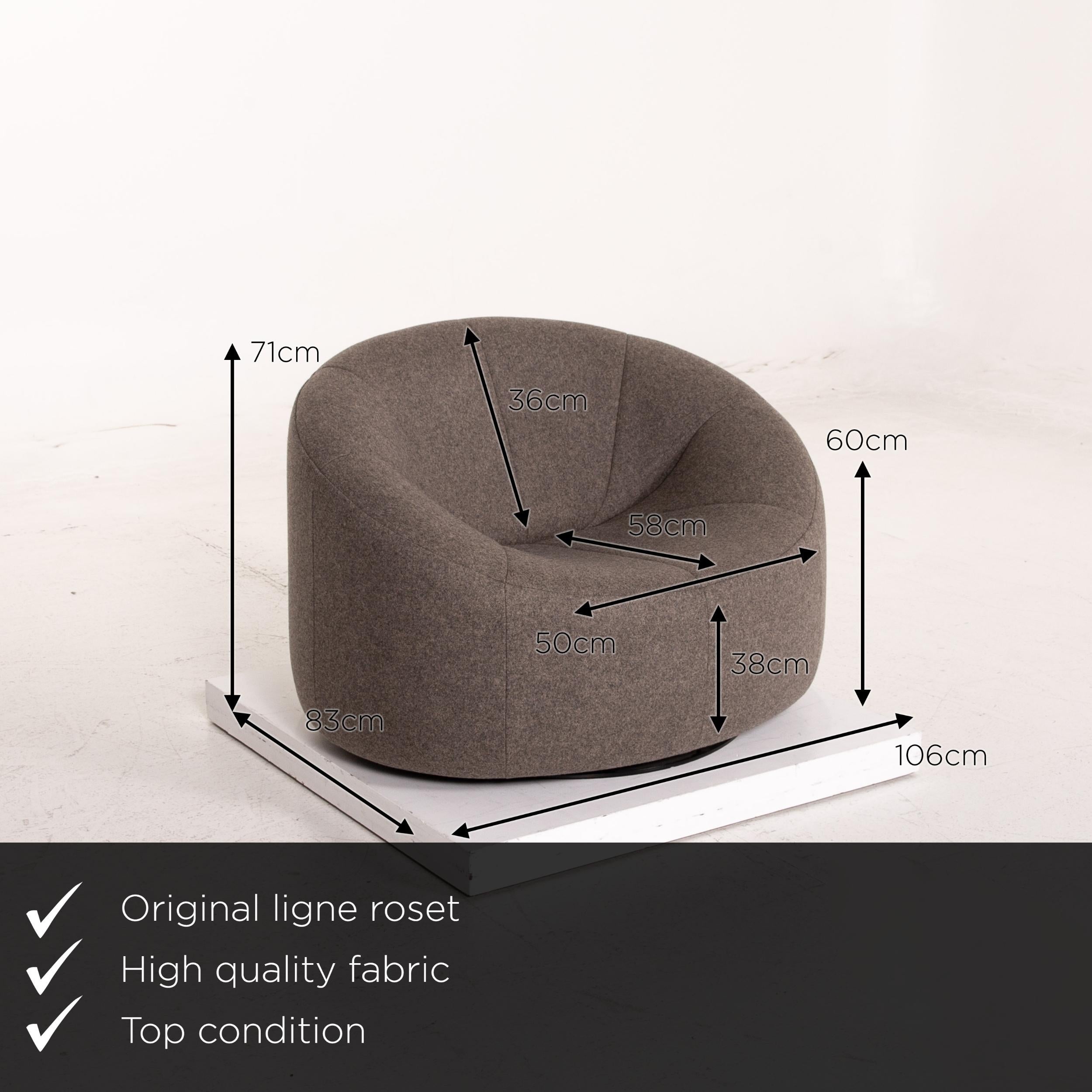 We present to you a Ligne Roset pumpkin fabric armchair anthracite gray Pierre Paulin.
  
 

 Product measurements in centimeters:
 

Depth 83
Width 106
Height 71
Seat height 38
Rest height 60
Seat depth 58
Seat width 50
Back height 36.