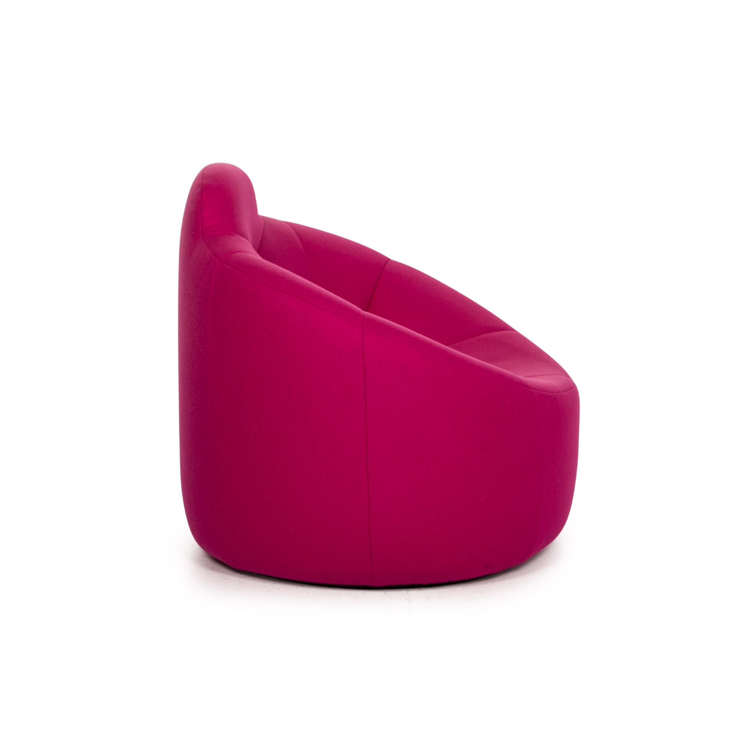 Ligne Roset Pumpkin Fabric Armchair Including Footstool Pink 4