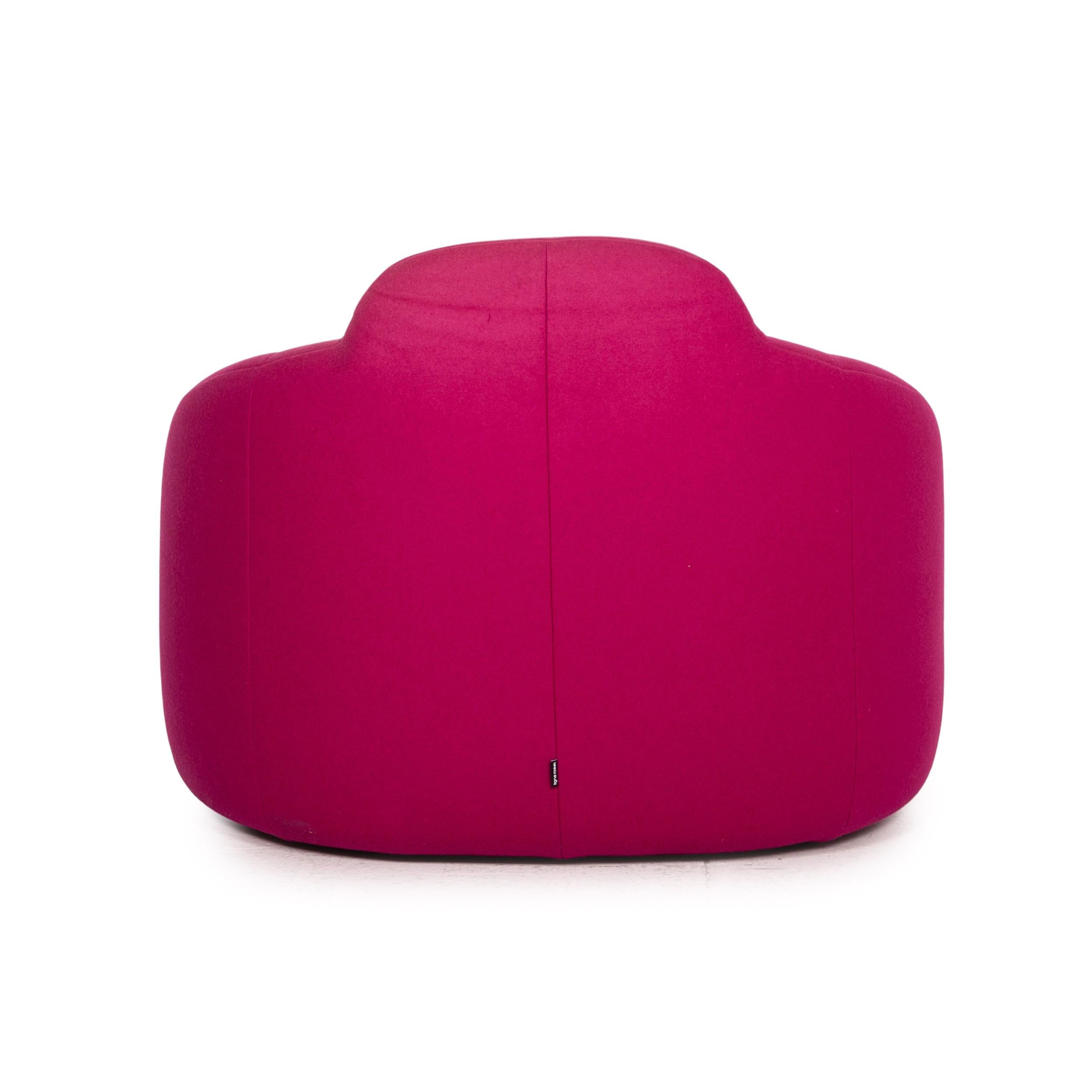 Ligne Roset Pumpkin Fabric Armchair Including Footstool Pink 5