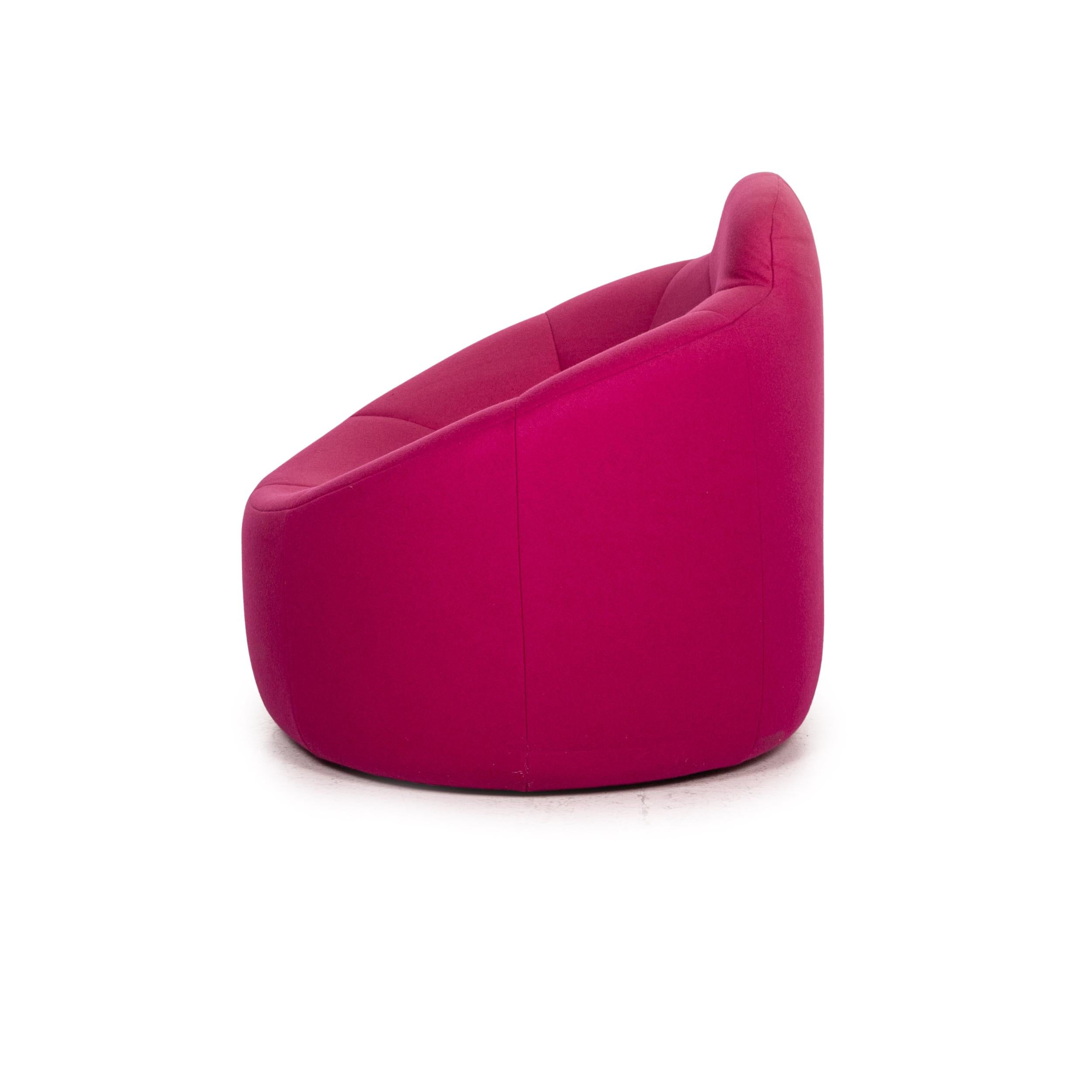 Ligne Roset Pumpkin Fabric Armchair Including Footstool Pink 6
