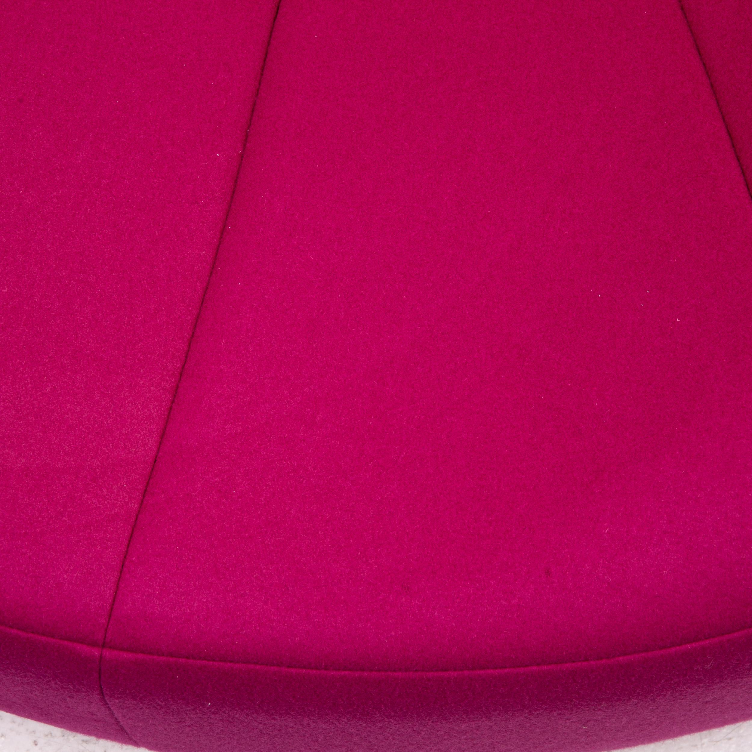 Modern Ligne Roset Pumpkin Fabric Armchair Including Footstool Pink