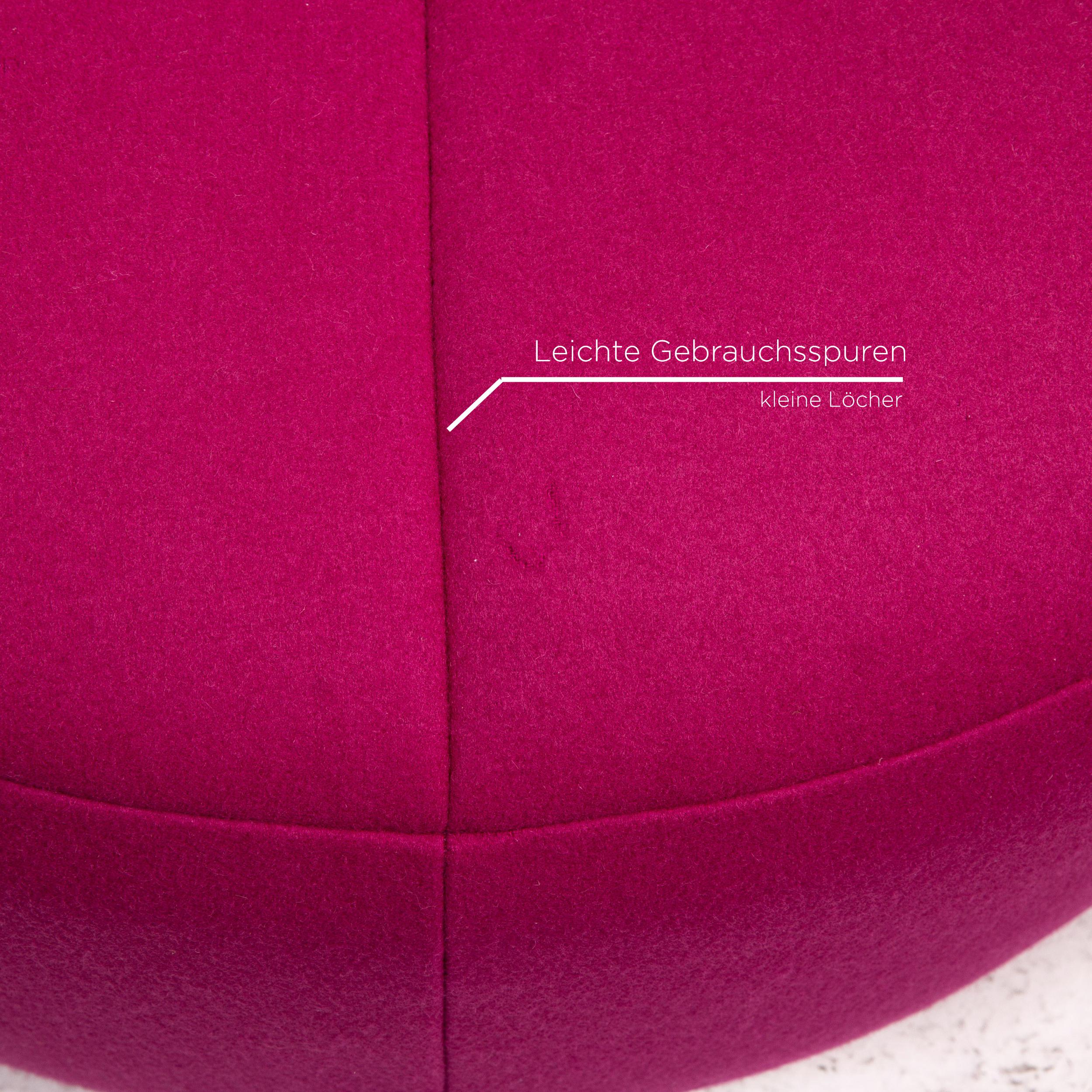French Ligne Roset Pumpkin Fabric Armchair Including Footstool Pink