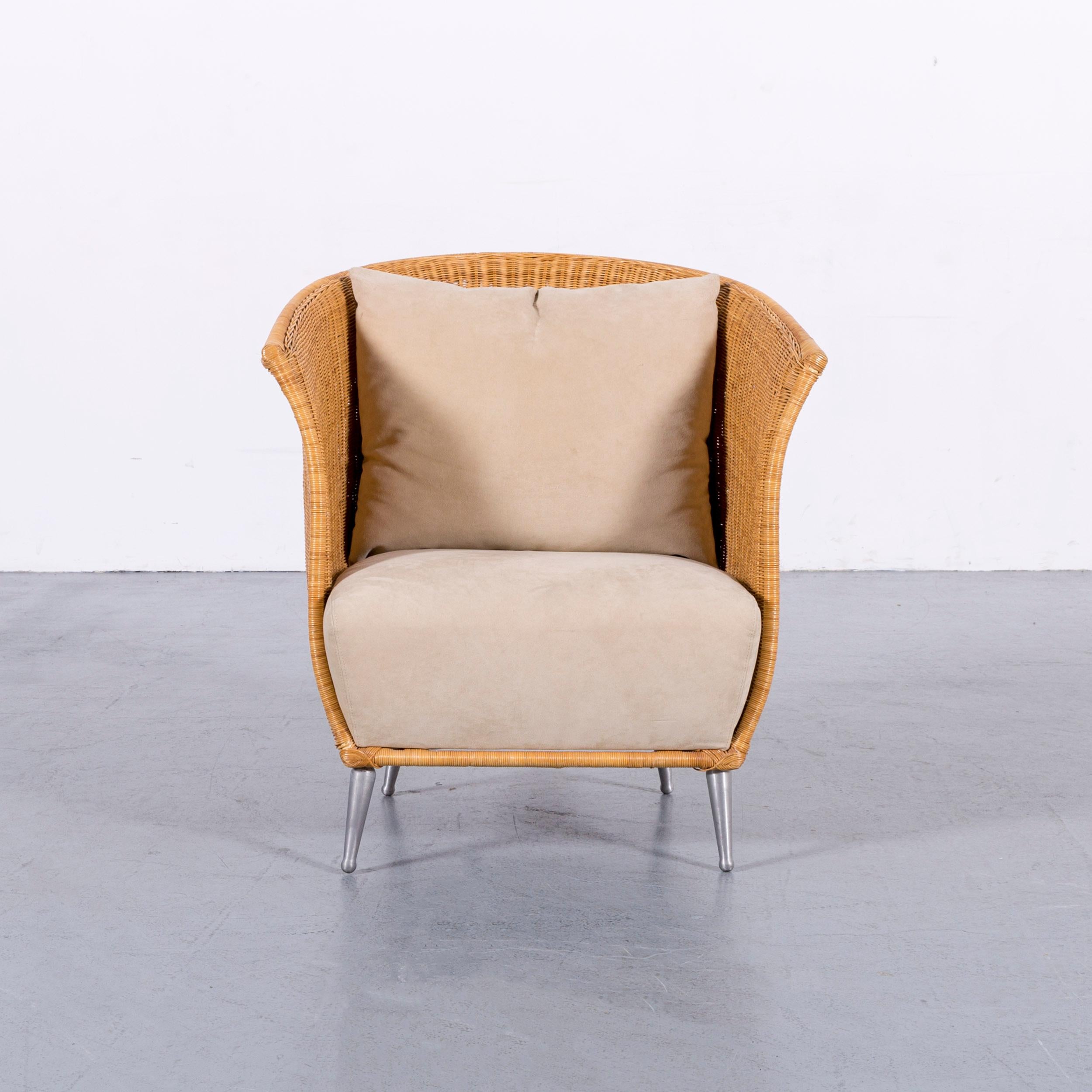 We bring to you an Ligne Roset rattan chair one-seat brown fabric.