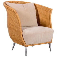 Ligne Roset Rattan Chair One-Seat Brown Fabric