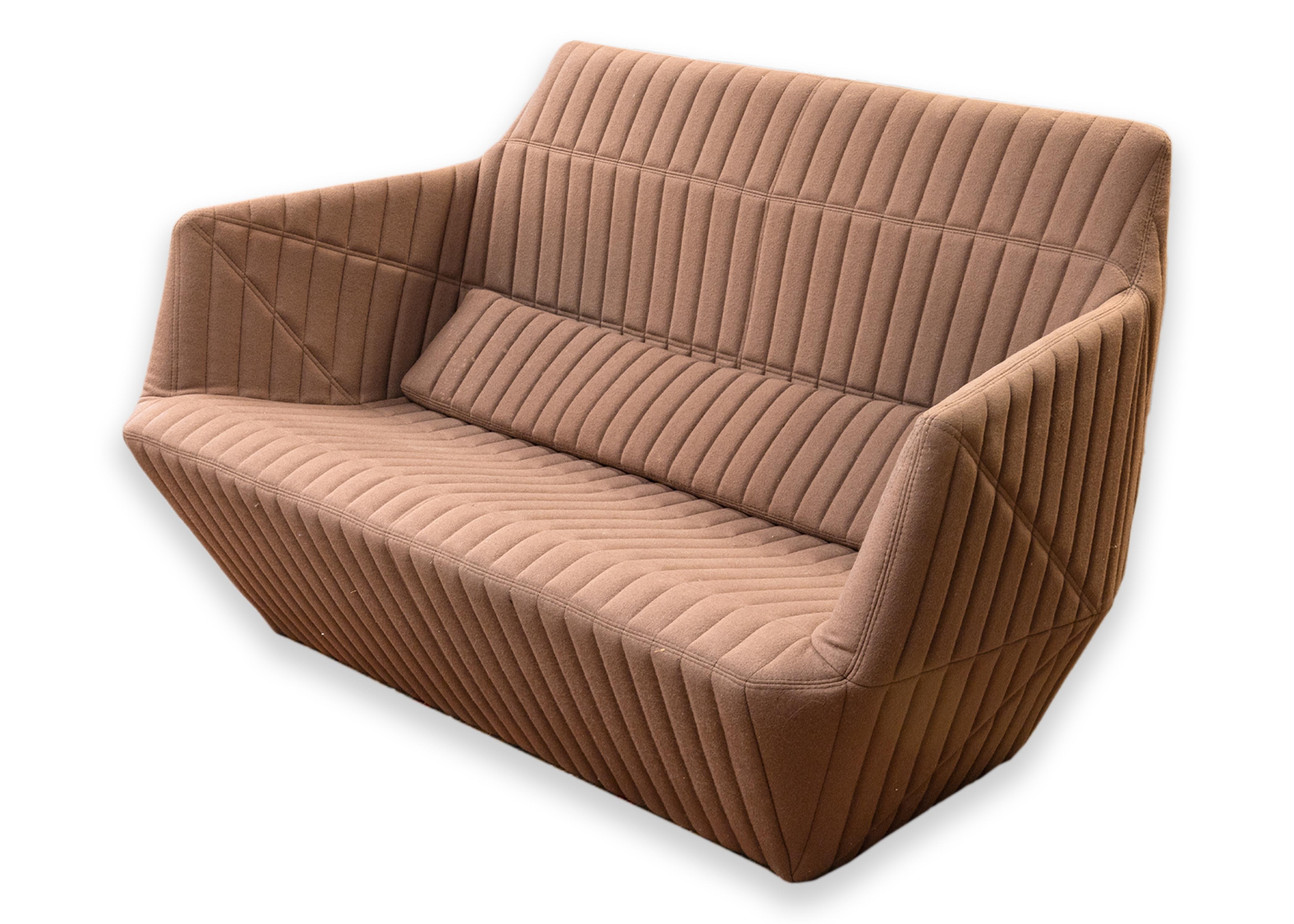Inconnu Ligne Roset R&E Bouroullec Facett Contemporary Modern Brown Loveseat Sofa
