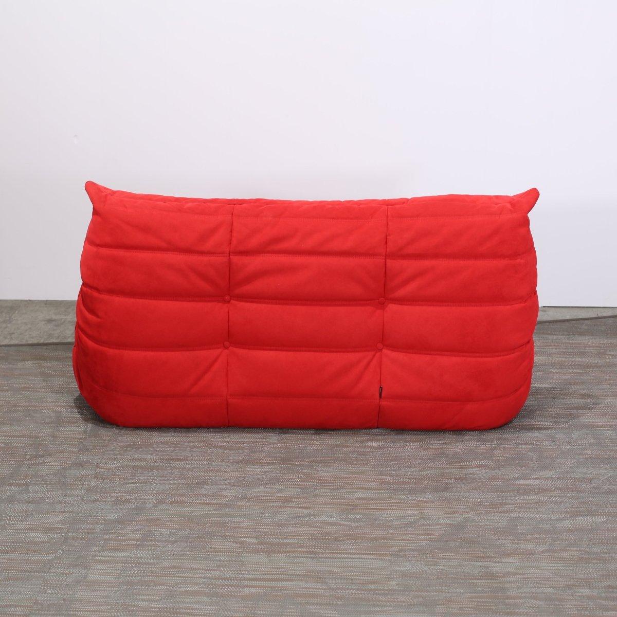 Fabric Ligne Roset Red Modular Togo Sofa by Michel Ducaroy, Set of Three For Sale