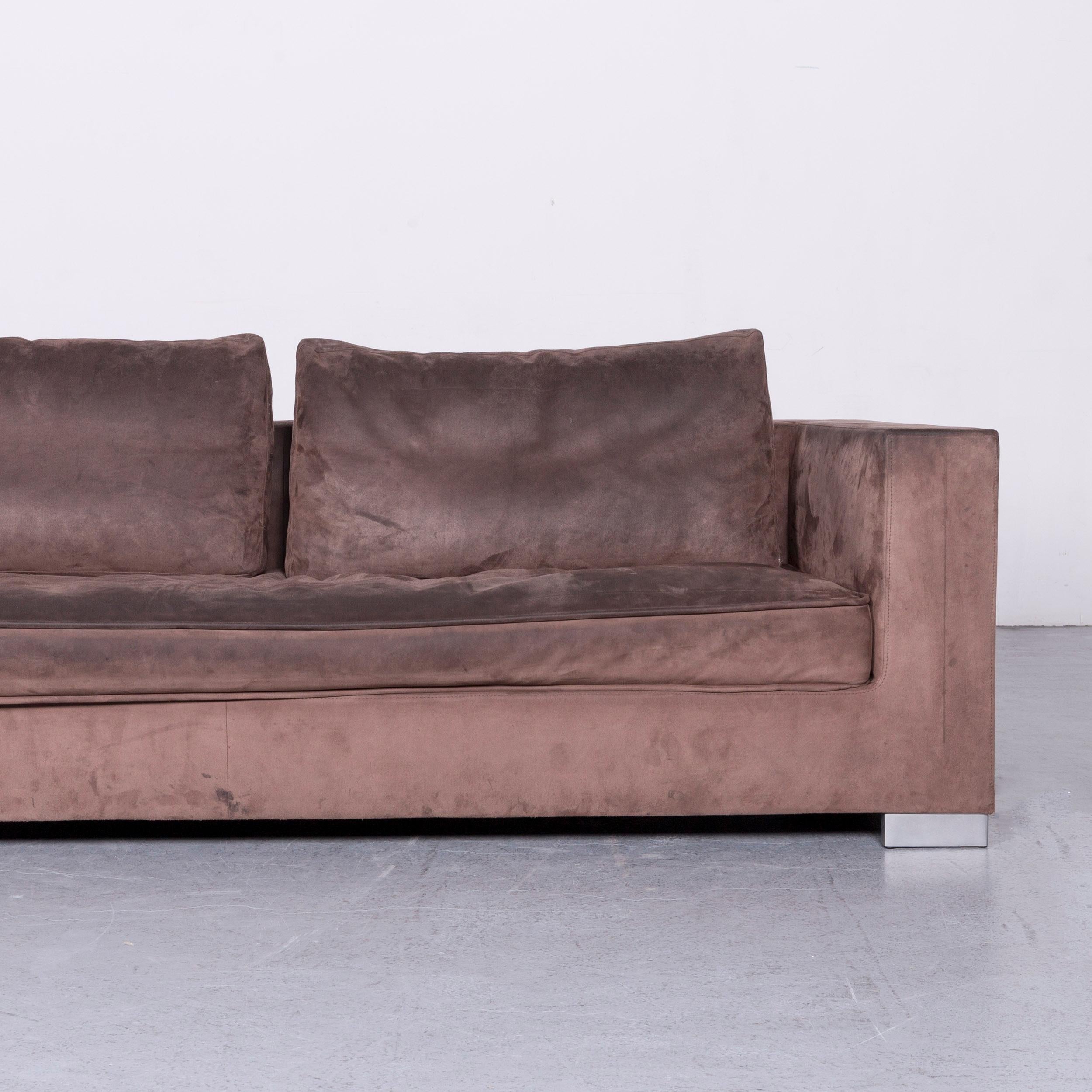 Ligne Roset Rive Gauche Designer Fabric Sofa Brown Two-Seat Couch In Good Condition In Cologne, DE