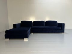 Ligne Roset "Rive Gauche" L-Shape Sofa - In Midnight-Blue Velvet