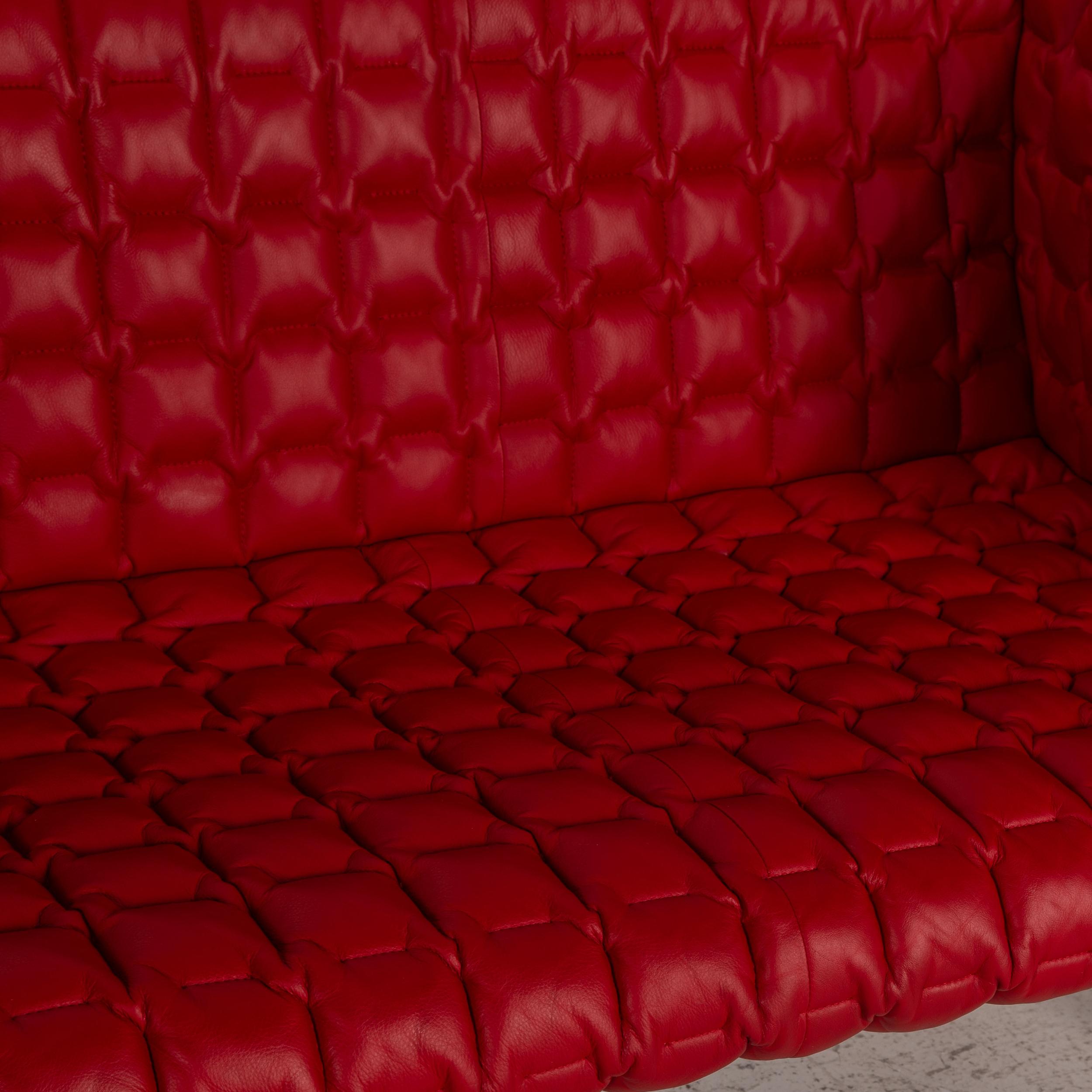 red leather banquette