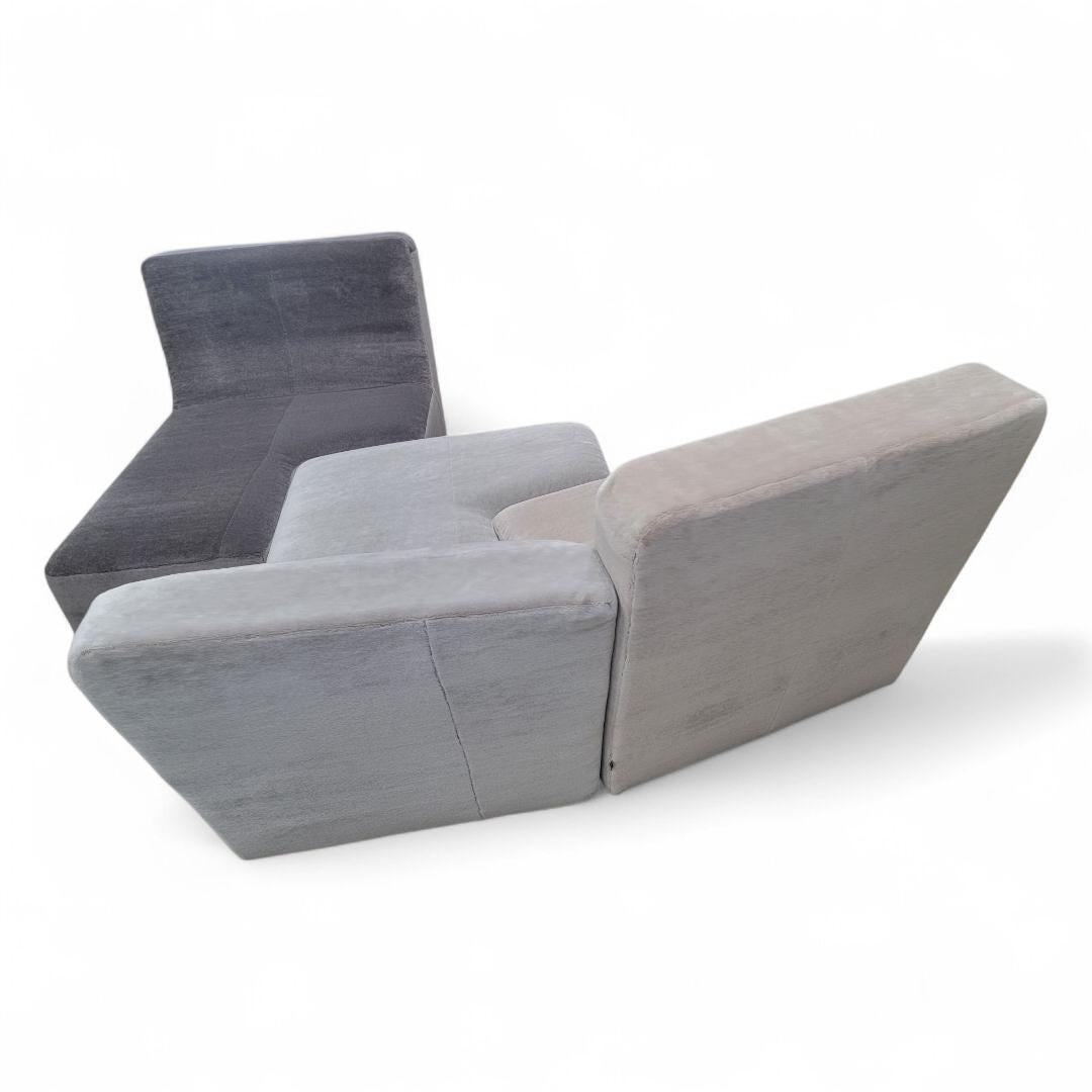 Ligne Roset Sectional Sofa by Philippe Nigro In an Italian Plush Mohair-Set of 4 For Sale 4