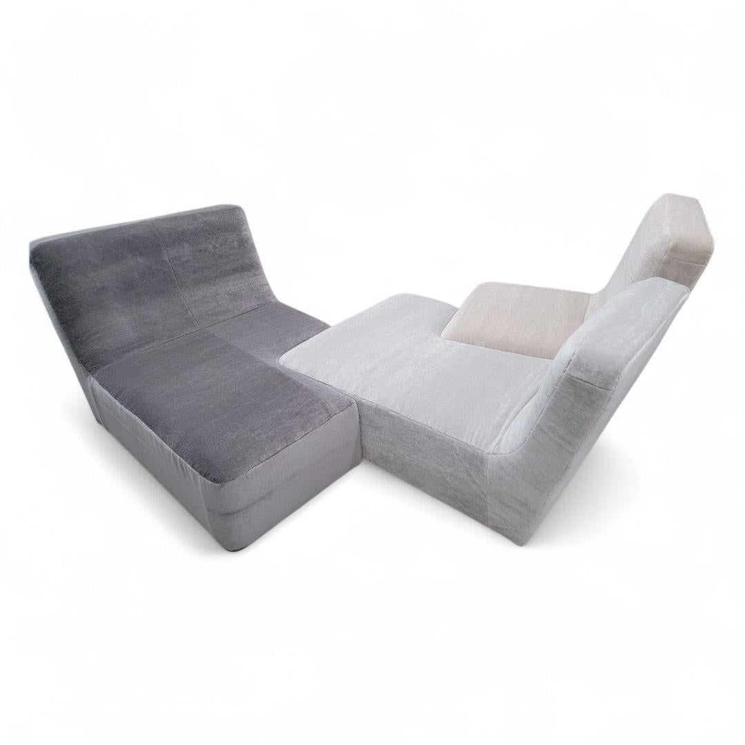 Ligne Roset Sectional Sofa by Philippe Nigro In an Italian Plush Mohair-Set of 4 For Sale 5