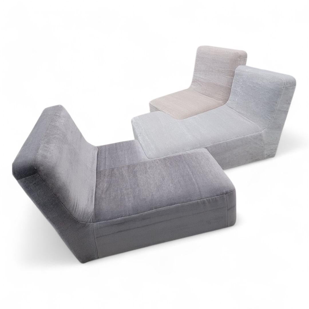 Ligne Roset Sectional Sofa by Philippe Nigro In an Italian Plush Mohair-Set of 4 For Sale 6