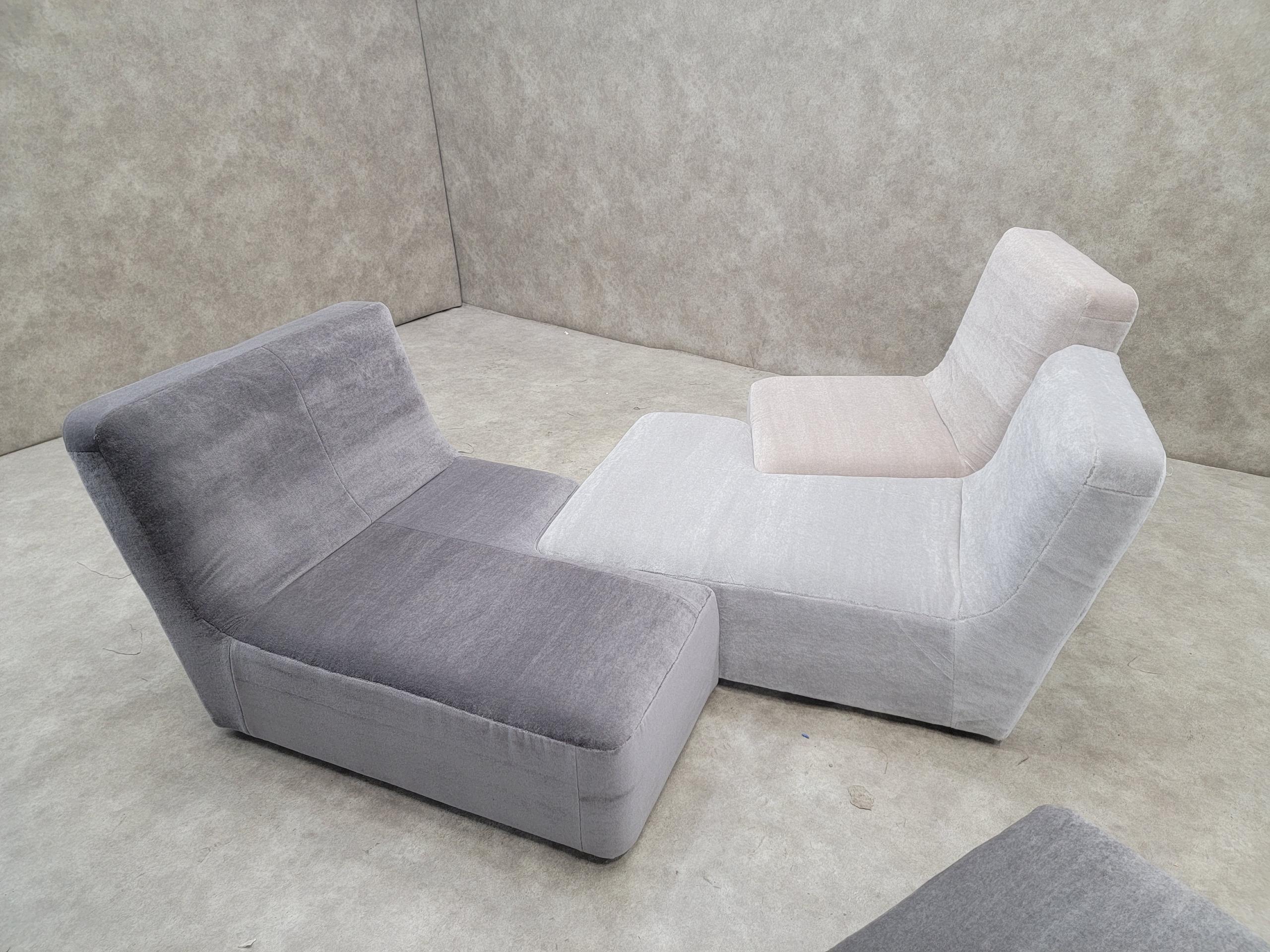 Ligne Roset Sectional Sofa by Philippe Nigro In an Italian Plush Mohair-Set of 4 For Sale 8