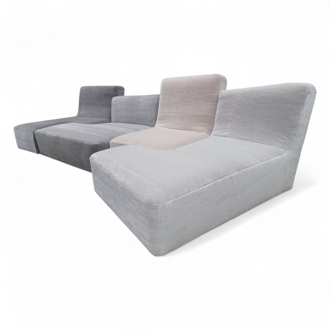 Ligne Roset Sectional Sofa by Philippe Nigro In an Italian Plush Mohair-Set of 4 In Good Condition For Sale In Chicago, IL