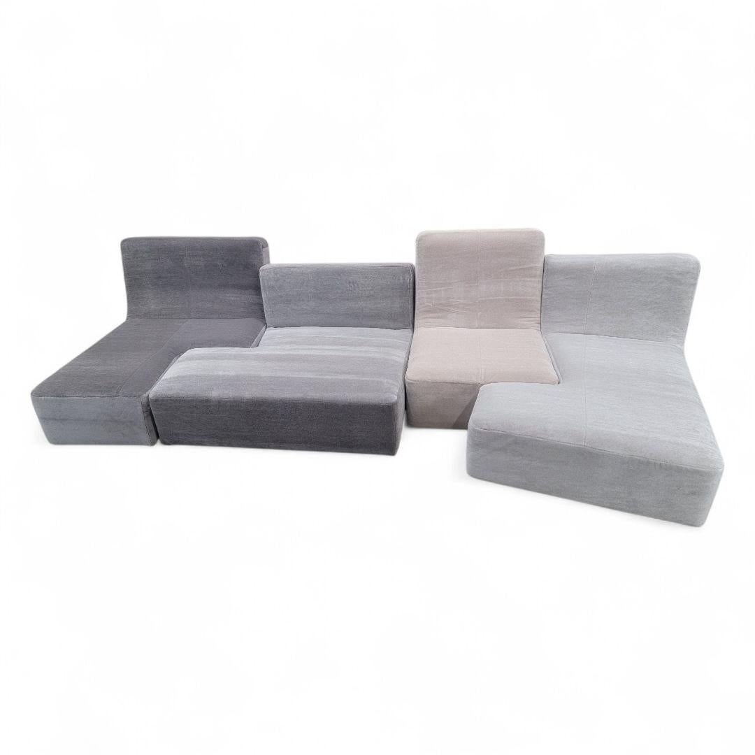 Contemporary Ligne Roset Sectional Sofa by Philippe Nigro In an Italian Plush Mohair-Set of 4 For Sale