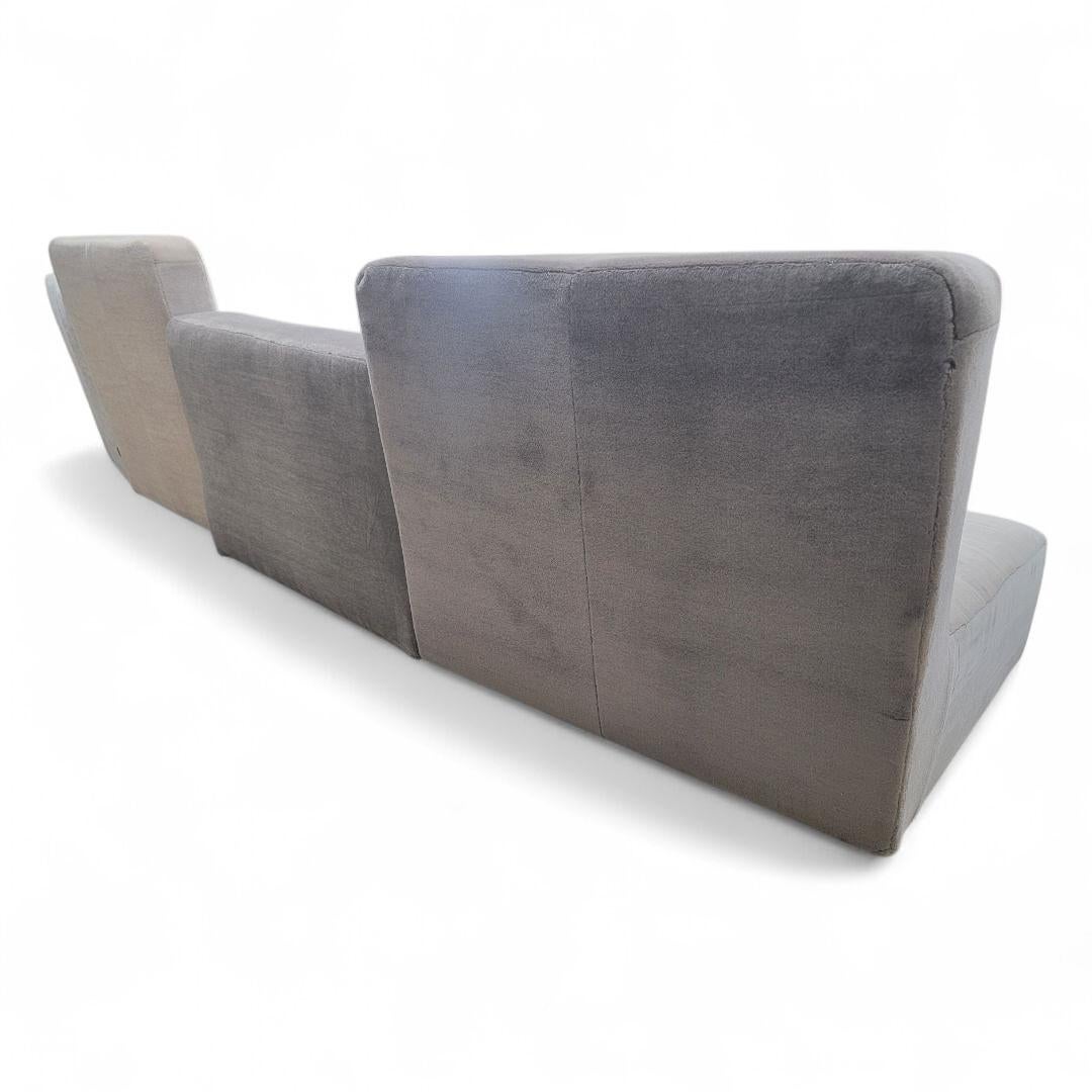 Ligne Roset Sectional Sofa by Philippe Nigro In an Italian Plush Mohair-Set of 4 For Sale 1